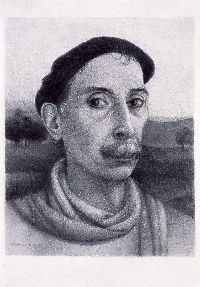 Alan Feltus, Self-Portrait in Landscape, 2004, pencil on heavy Fabriano paper, 14 5/8 x 11 3/4 inches