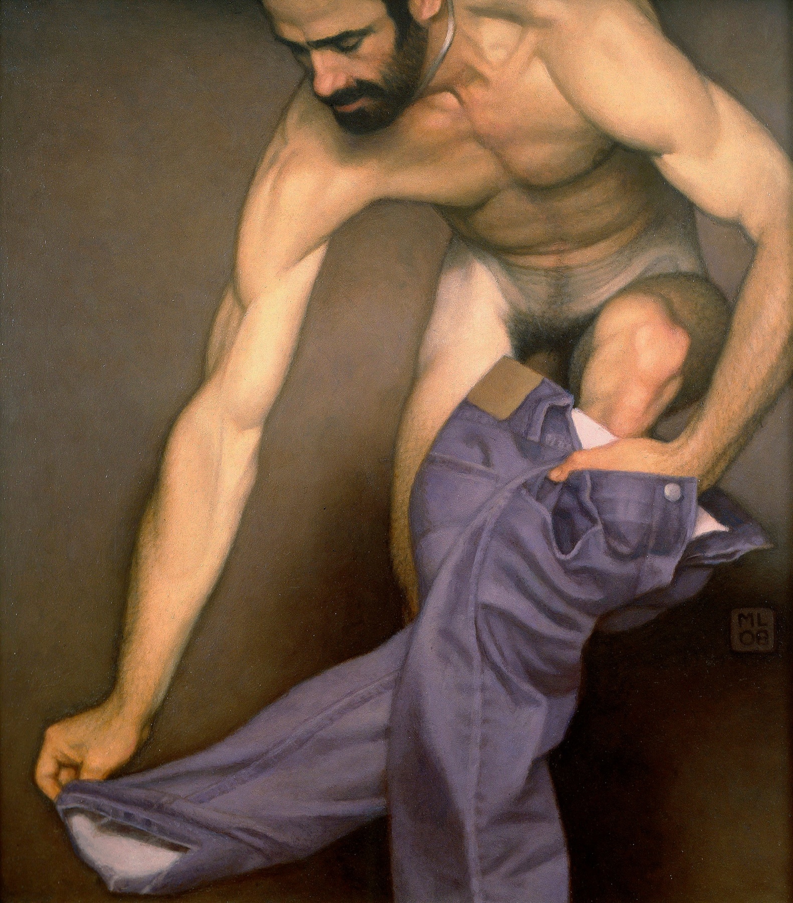 Michael Leonard, Climbing Out, 2008, alkyd-oil on masonite, 24 x 22 inches