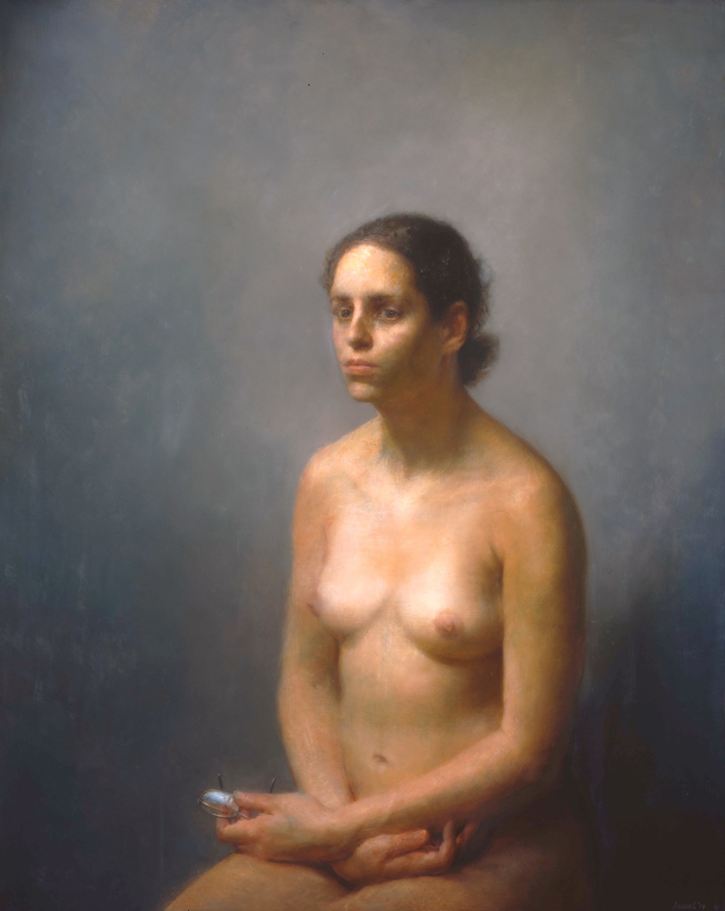 Steven Assael, Figure Holding Eyeglasses, 2006, oil on canvas, 48 x 38 3/4 inches