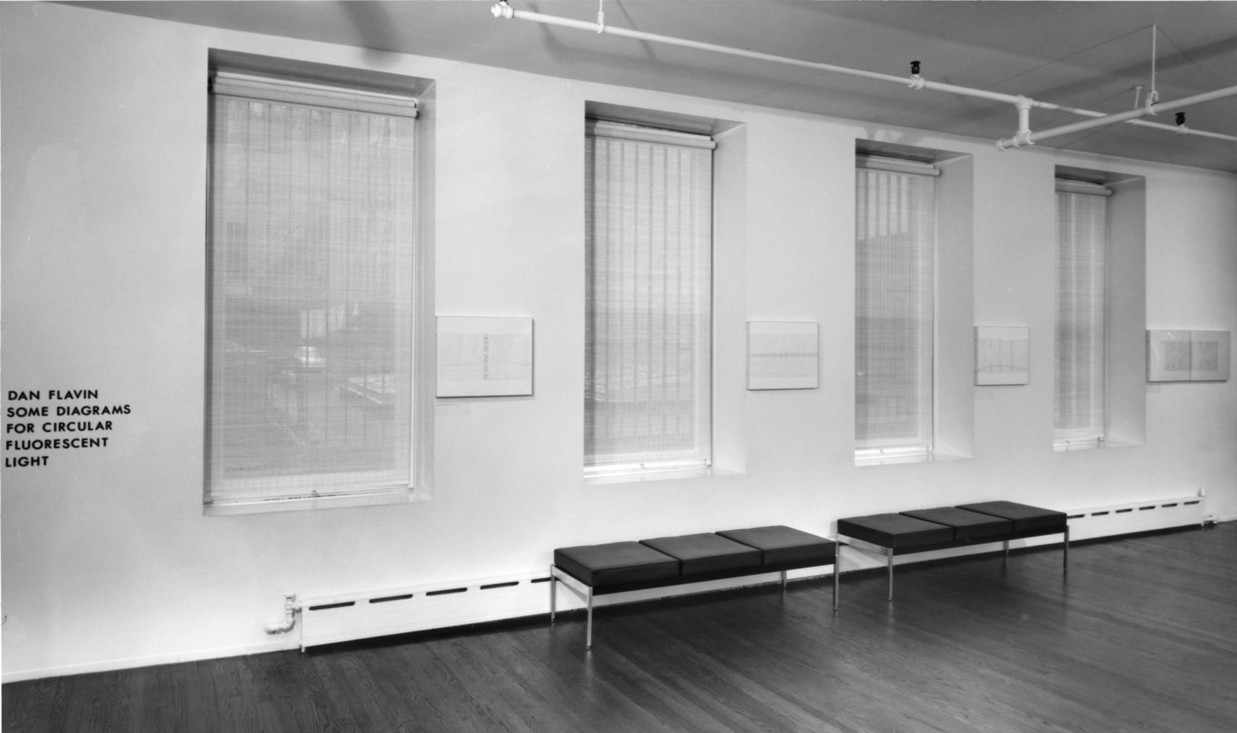 Installation view, Dan Flavin: Some Diagrams for Circular Fluorescent Light, 420 WEST BROADWAY
