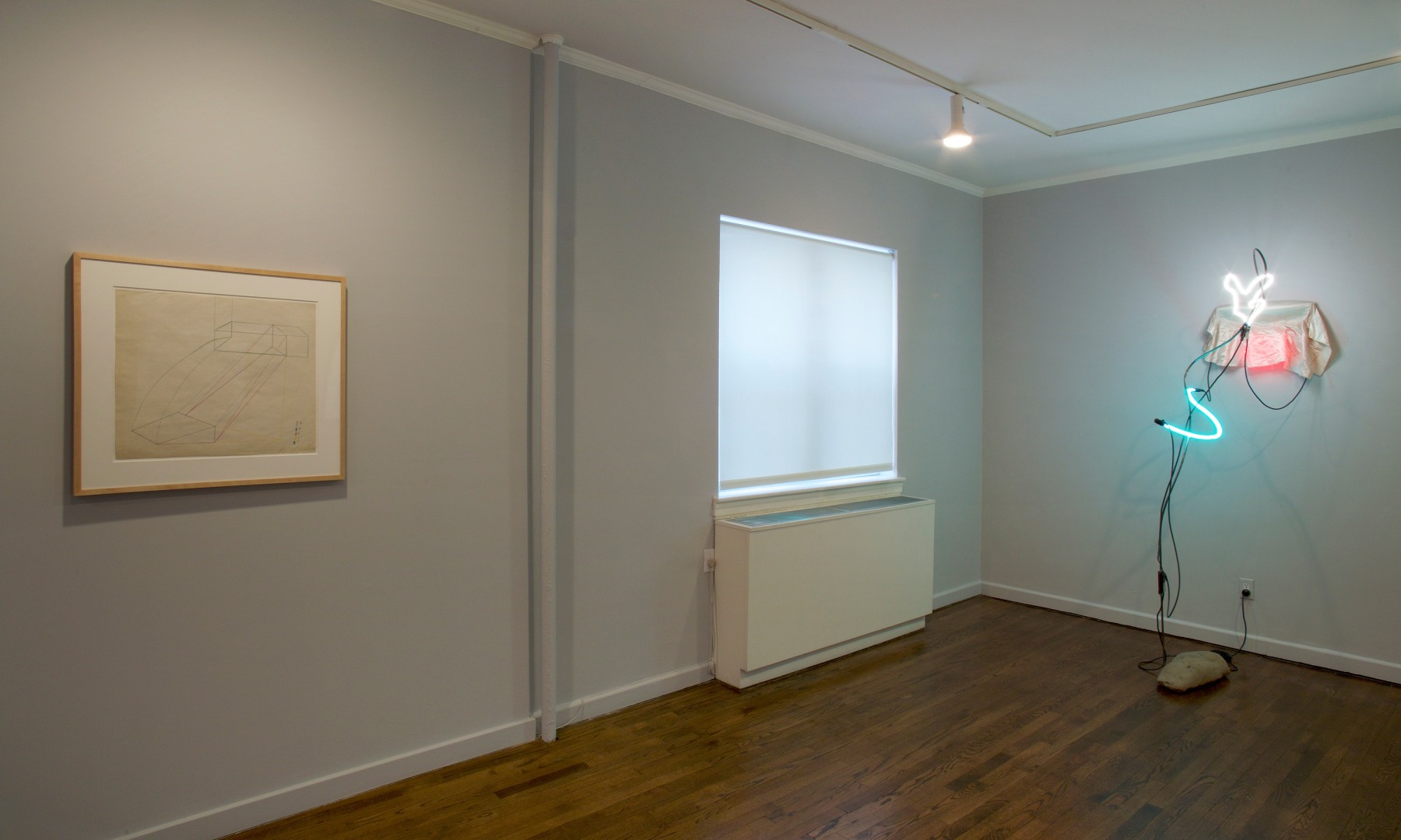 Installation view, Keith Sonnier: Early Concepts / Recent Sculptures, 18 EAST 77