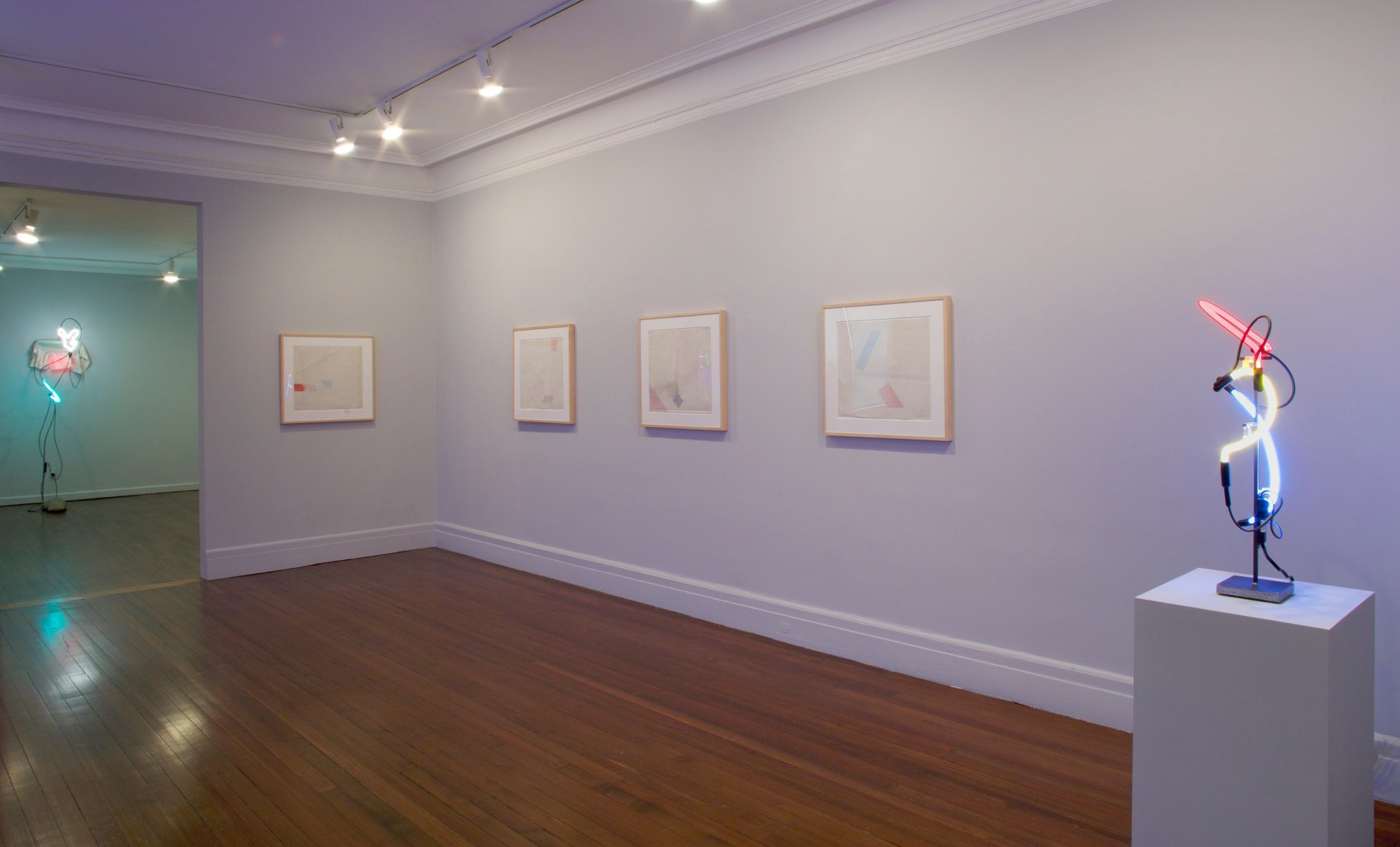 Installation view, Keith Sonnier: Early Concepts / Recent Sculptures, 18 EAST 77