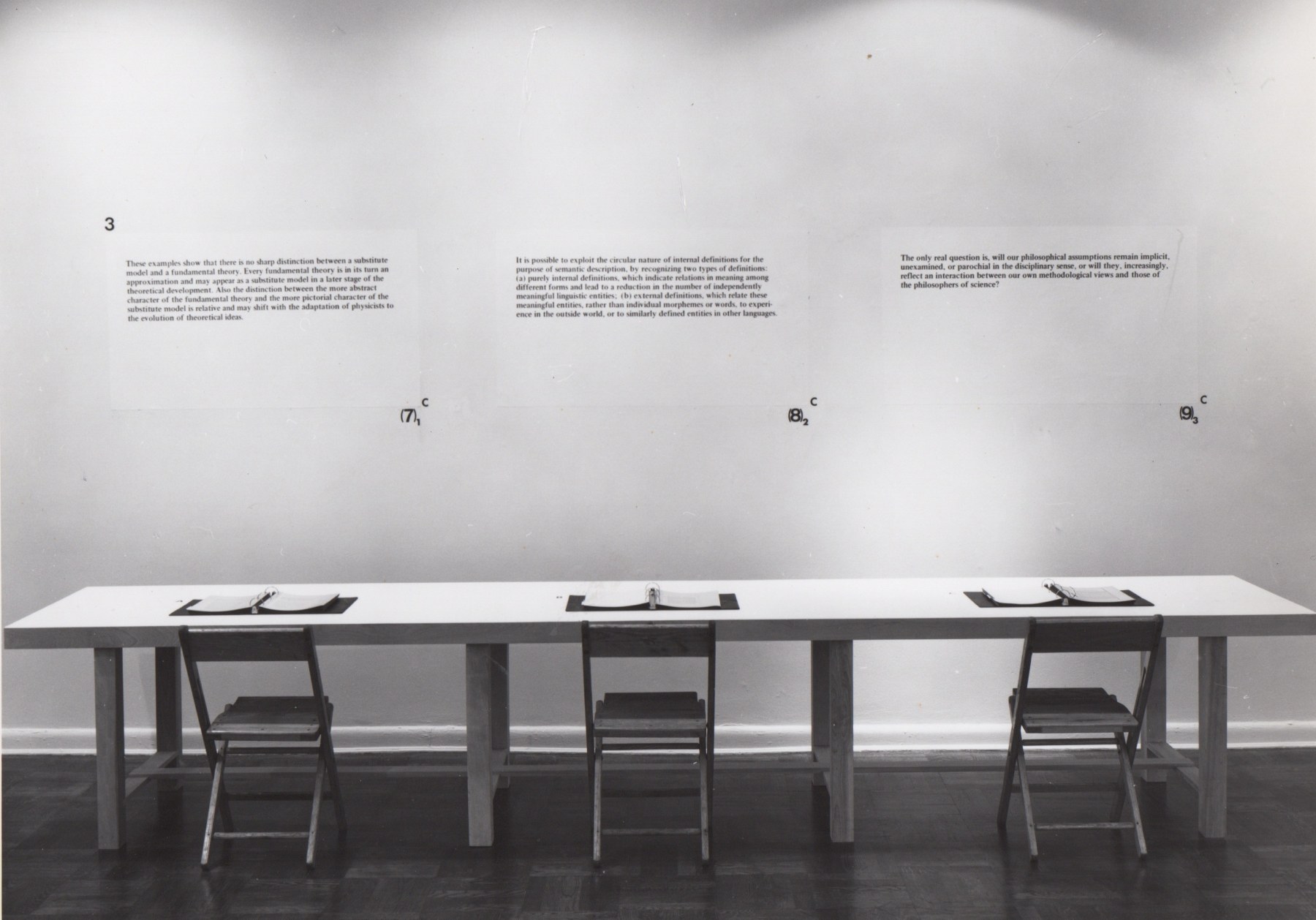 Installation view, Joseph Kosuth: The Ninth Investigation, Proposition One, 4 EAST 77
