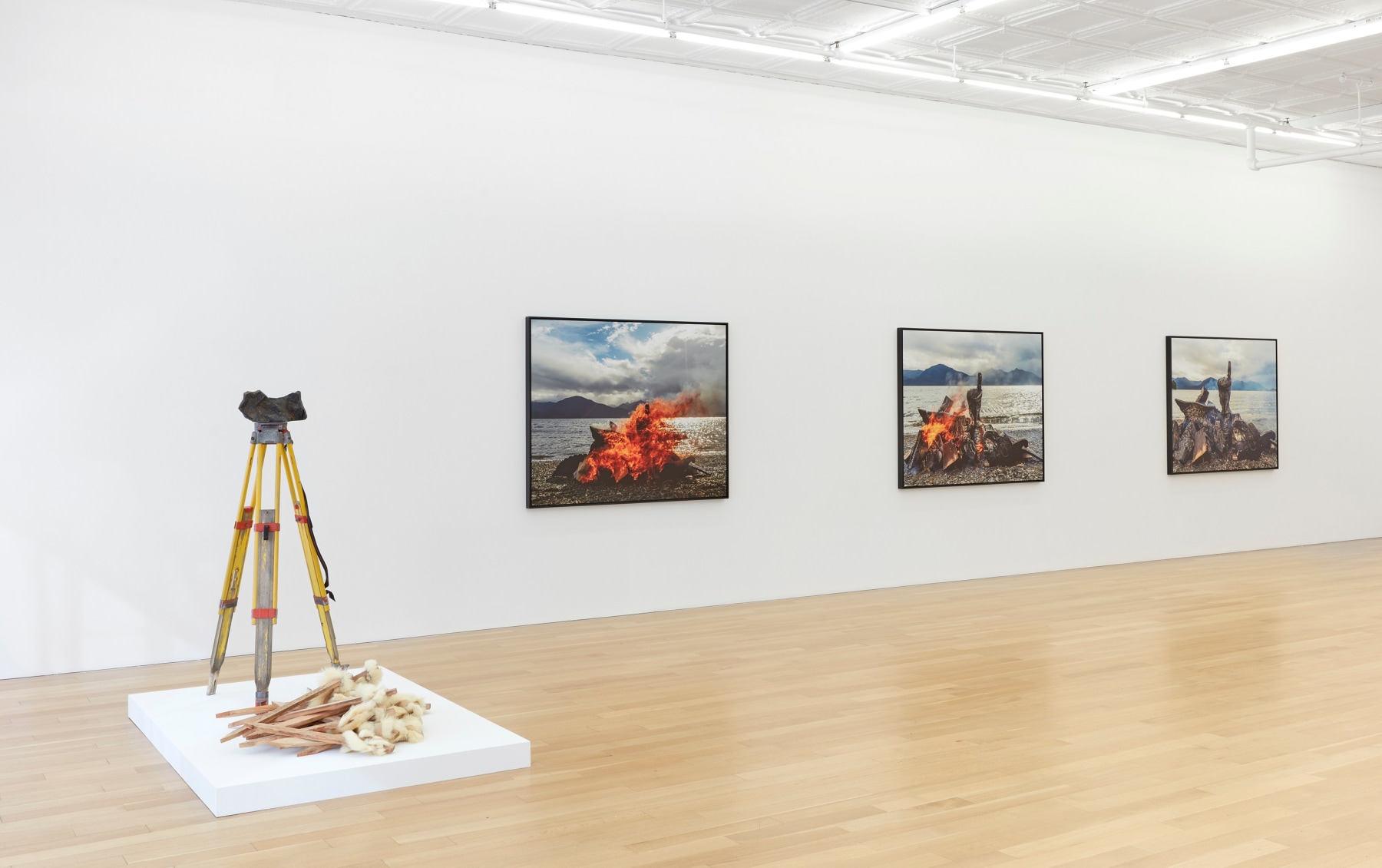 Installation view of Nicholas Galanin,&amp;nbsp;The persistence of Land claims in a climate of change, 2024, Peter Blum Gallery, New York, NY.