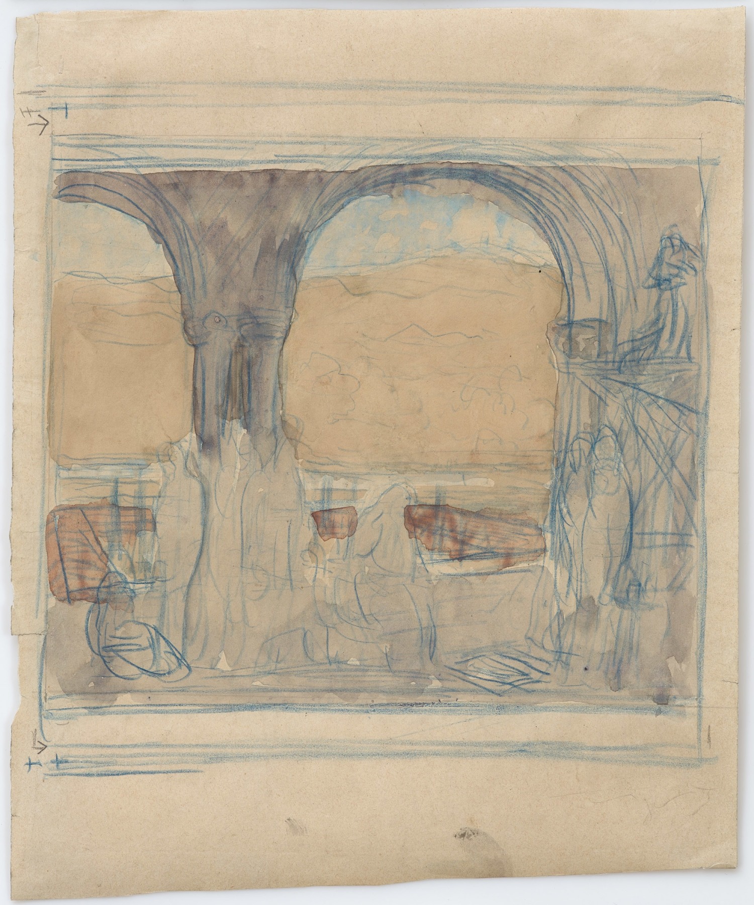 Pierre Puvis de Chavannes
&amp;ldquo;&amp;Eacute;tude pour La Sorbonne
(Study for The Sorbonne)&amp;rdquo;, 1889
Watercolor, colored pencil on paper
9 3/4 x 8 inches
24.5 x 20 cm
PCZ 35