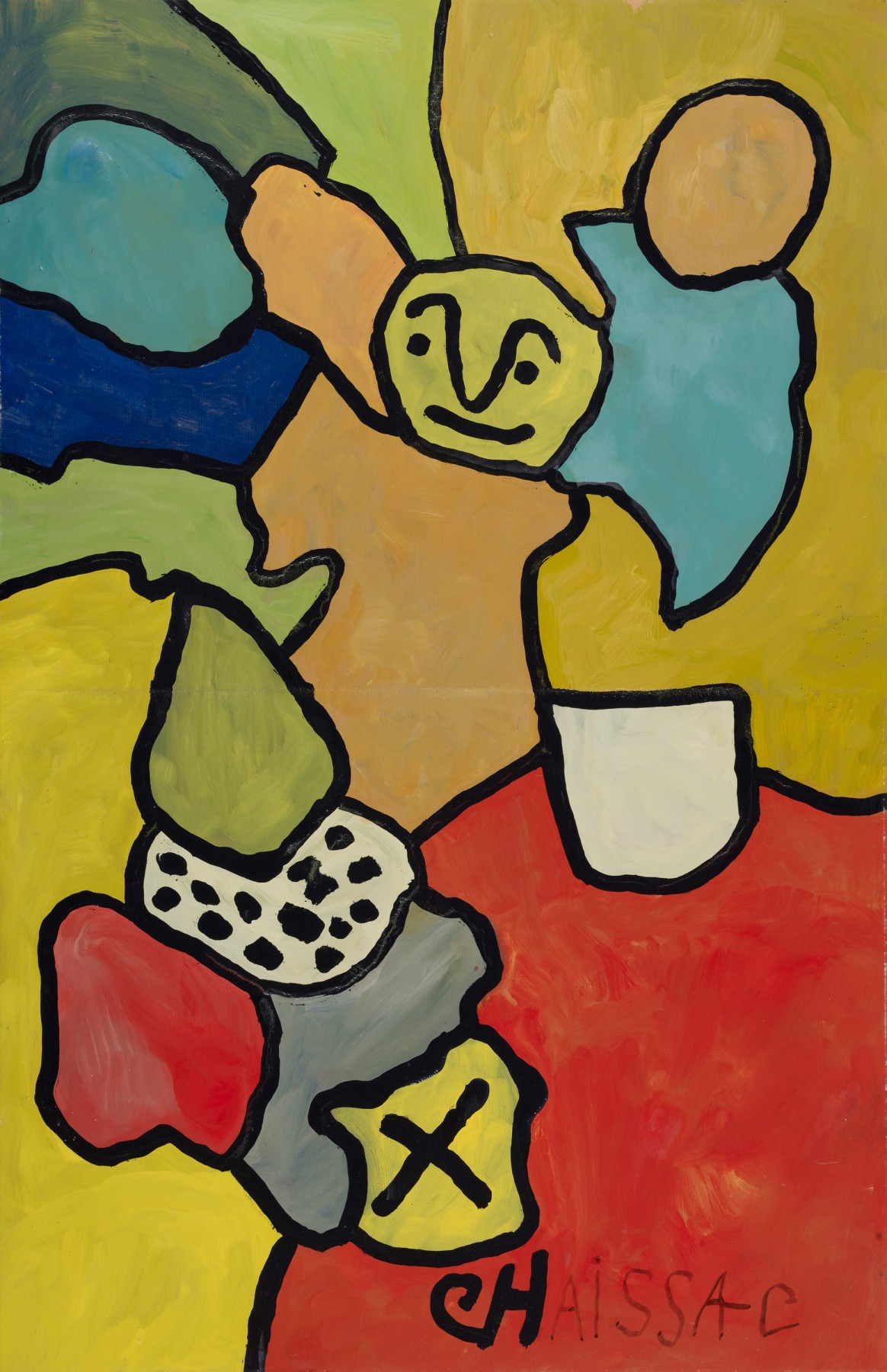 &ldquo;Composition avec visage vert&rdquo;, ca. 1962, Oil on paper mounted on canvas