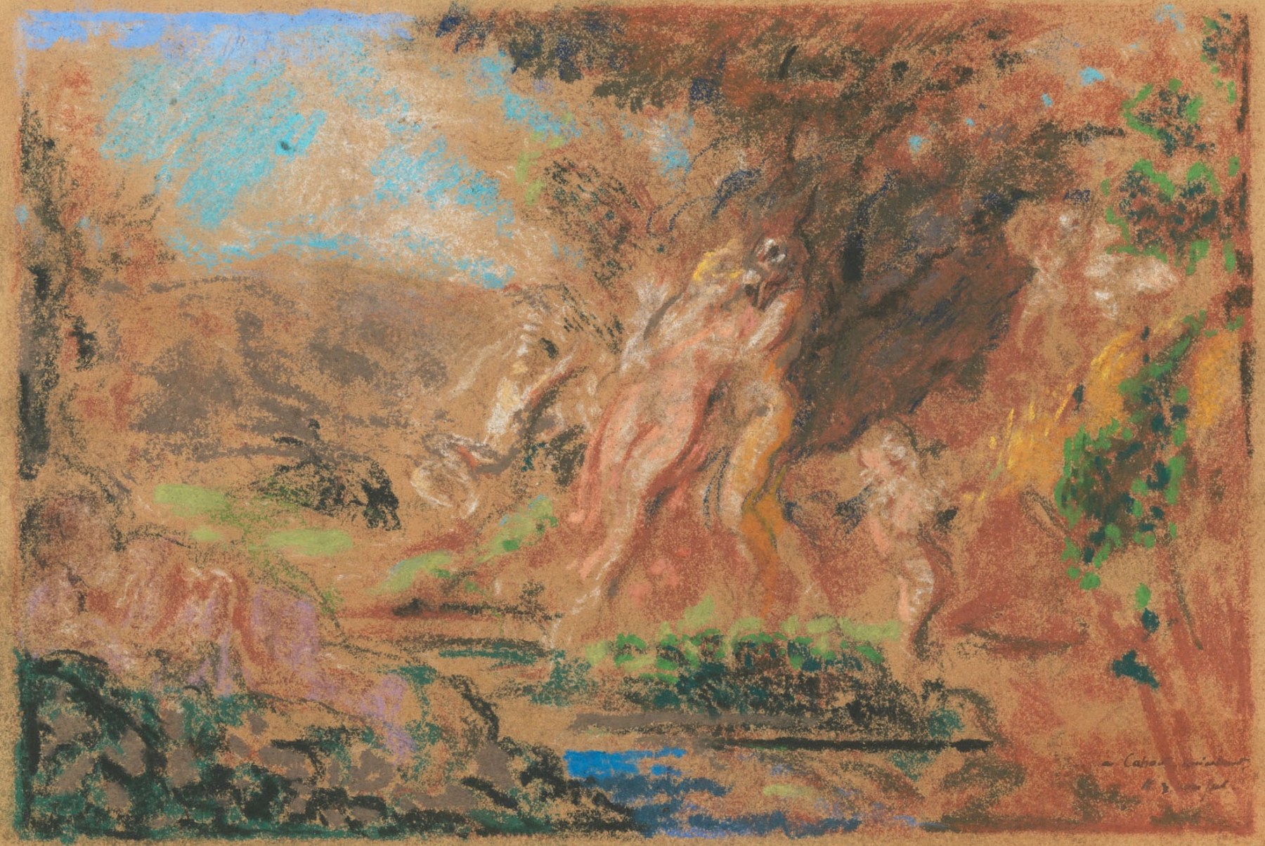 Ker-Xavier Roussel

&amp;ldquo;Satyre et nymphe avec amour dans un bois&amp;rdquo;, ca. 1904-1907

Pastel and gouache on vellum

10 1/2 x 13 1/2 inches

27 x 34.5 cm

DIV 133

$38,000

ON RESERVE