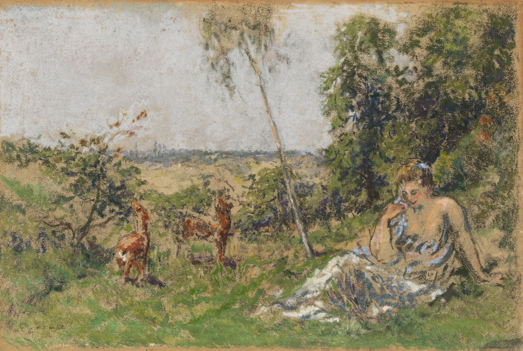 Ker-Xavier Roussel

&amp;ldquo;La Nymphe aux biches&amp;rdquo;, ca. 1897-1898

Pastel on paper

12 1/2 x 20 inches

31.5 x 51 cm

DIV 216

$28,000