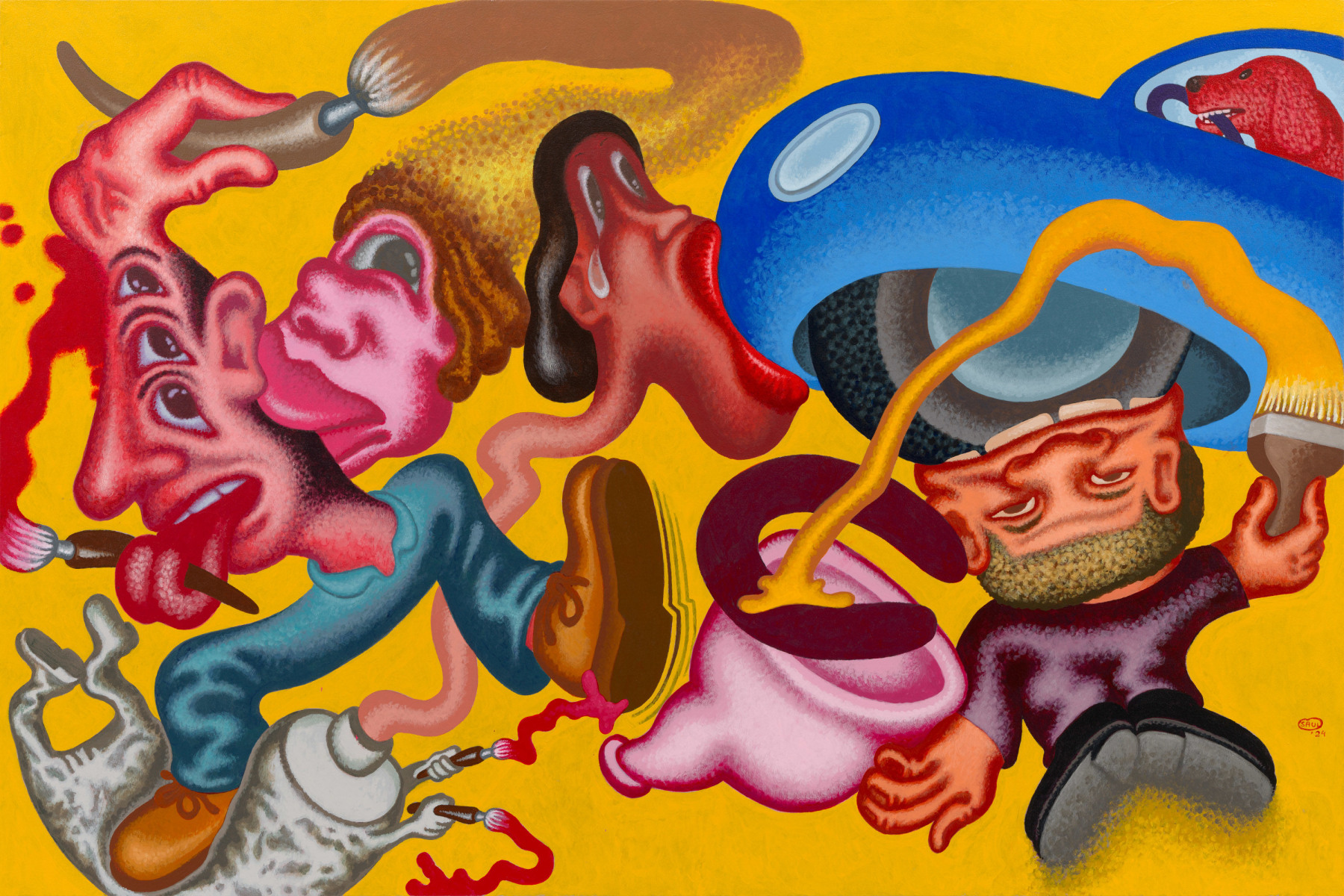 Peter Saul
&amp;ldquo;Driving into the Art World&amp;rdquo;, 2024

Acrylic on canvas

60 x 90 inches

152.5 x 228.5 cm

SAU 2024/003