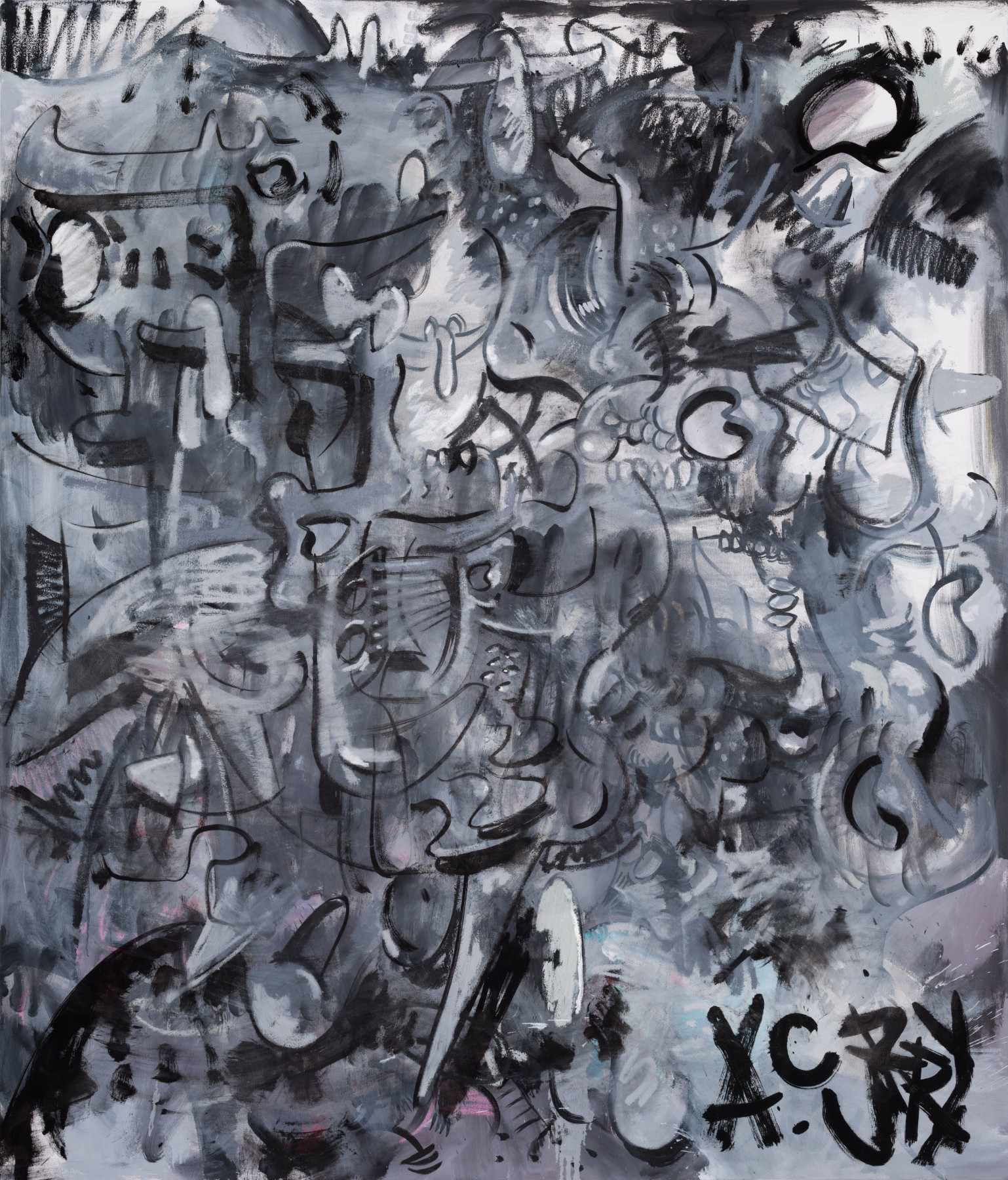 Aaron Curry

&amp;ldquo;Grisaille Landscape from the Ruins of Forgotten Space&amp;rdquo;, 2023

Oil on canvas

84 x 72 inches

213.5 x 183 cm

CUR 312