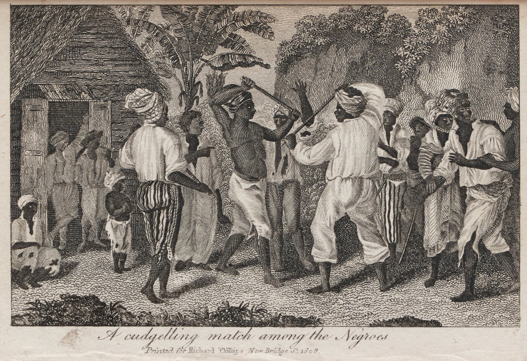 After Agostino Brunias, “A Cudgelling Match Among the Negroes”, printed 1806