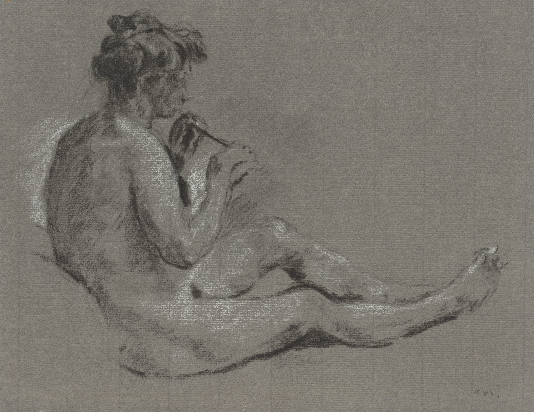 Ker-Xavier Roussel

&amp;ldquo;Nu assis de profil &amp;agrave; la fl&amp;ucirc;te&amp;rdquo;, ca. 1904

Chalk on paper

8 1/4 x 11 inches

21 x 28 cm

DIV 195