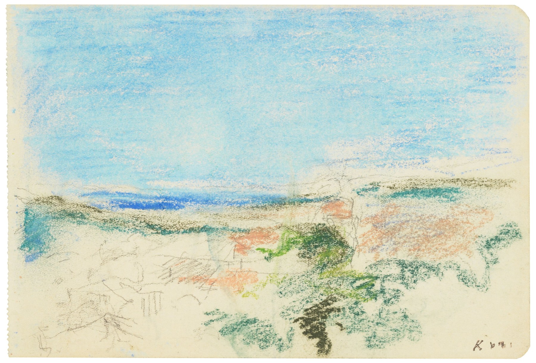 Ker-Xavier Roussel

&amp;ldquo;Paysage de Saint-Tropez&amp;rdquo;, 1904-1906

Graphite, pastel on paper

5 x 7 1/4 inches

12.5 x 18.5 cm

DIV 245