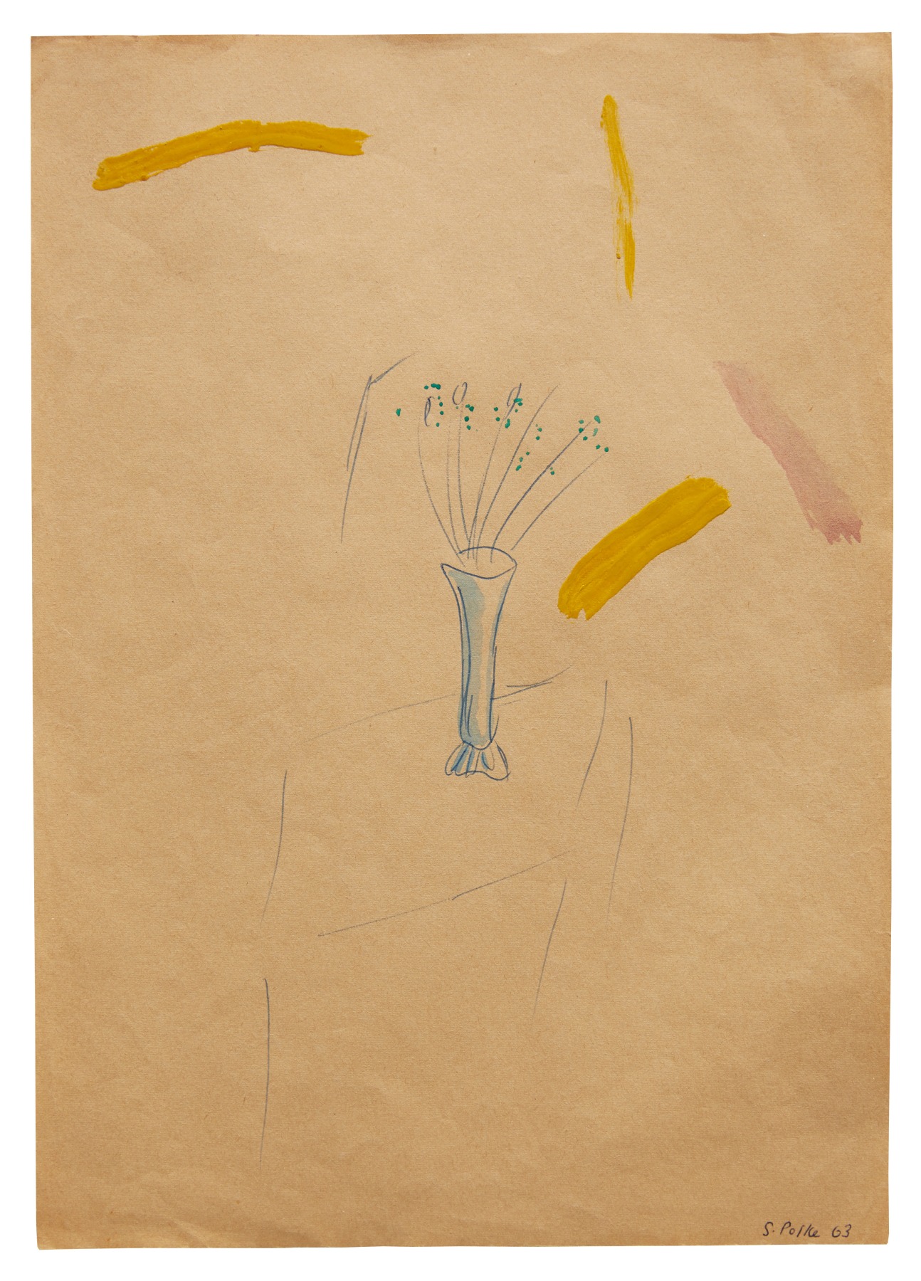 &ldquo;Untitled&rdquo;, 1963 Ballpoint pen, gouache, colored lacquer on paper