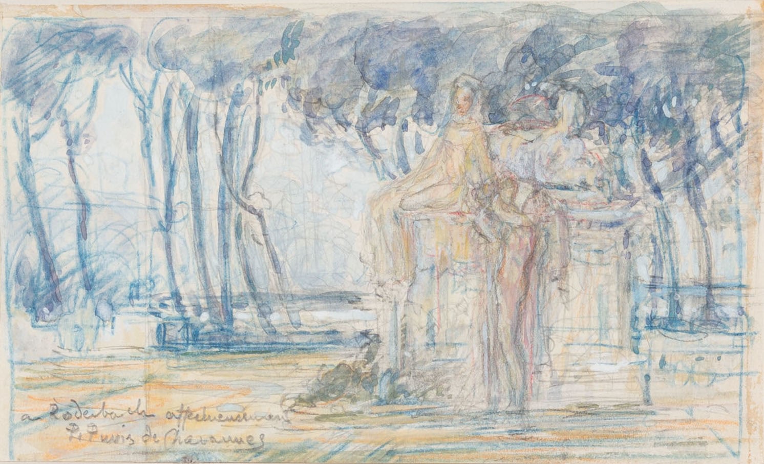 Pierre Puvis de Chavannes
&amp;ldquo;&amp;Eacute;tude pour La Sorbonne
(Study for The Sorbonne)&amp;rdquo;, ca. 1889
Watercolor, ink, pencil on paper
5 x 6 3/4 inches
12.5 x 17 cm
PCZ 98