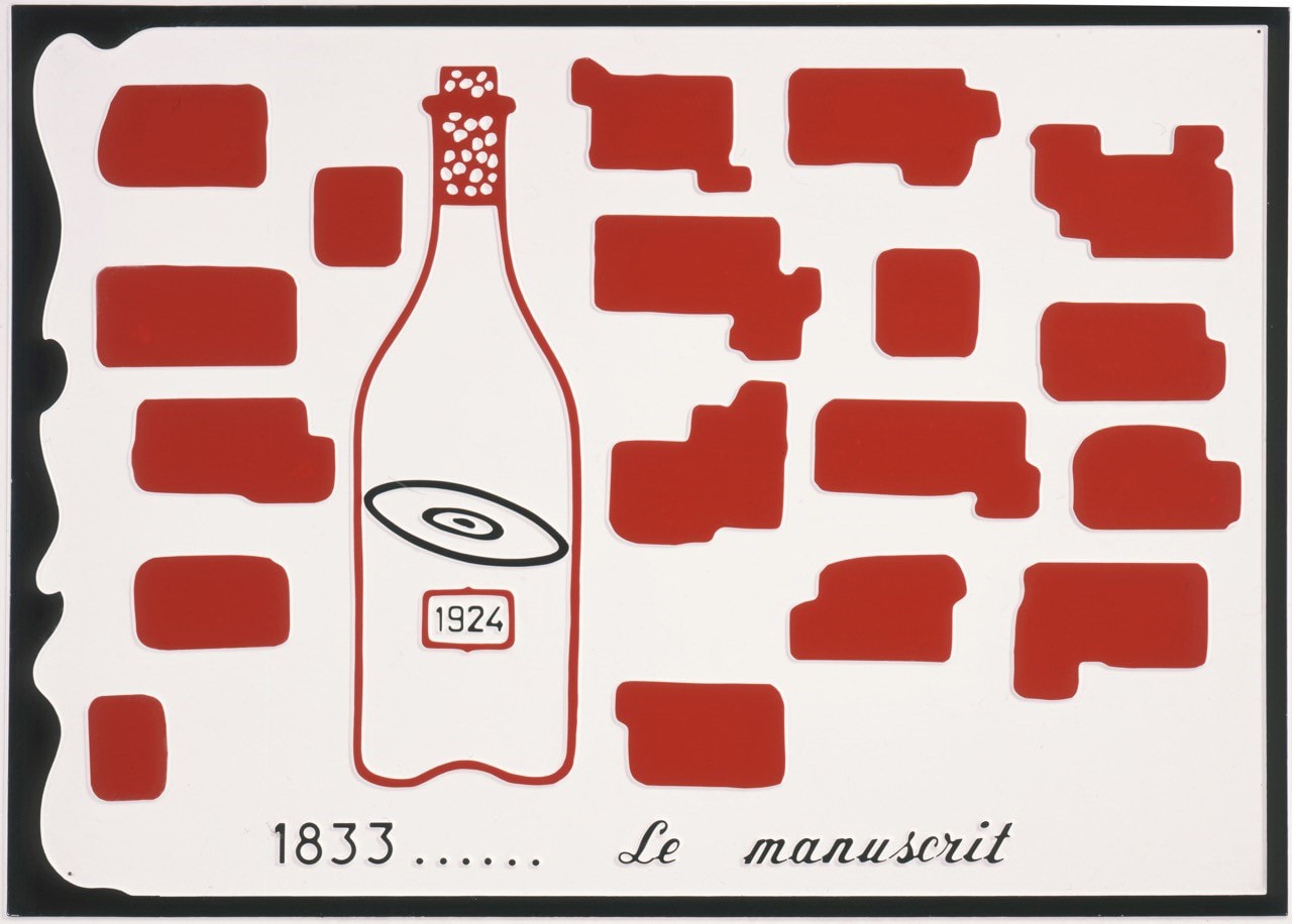 Marcel Broodthaers

&amp;ldquo;1833&amp;hellip;&amp;hellip; Le manuscrit&amp;rdquo;, 1971

Hand-painted vacuum-formed plastic

Cast 3 from an edition of 7

32 3/4 x 46 3/4 inches

83 x 119 cm

MB 36/3

$190,000