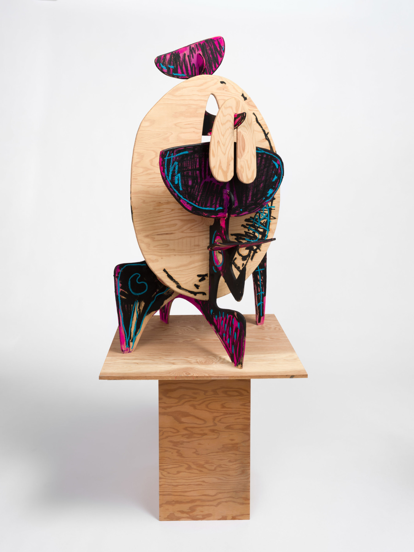 Aaron Curry

&amp;ldquo;Satellite for the Abyss (IMO Lee)&amp;rdquo;, 2023

Oil, colored pencil on wood

75 1/4 x 29 x 29 inches

191 x 73.5 x 73.5 cm

CUR 298