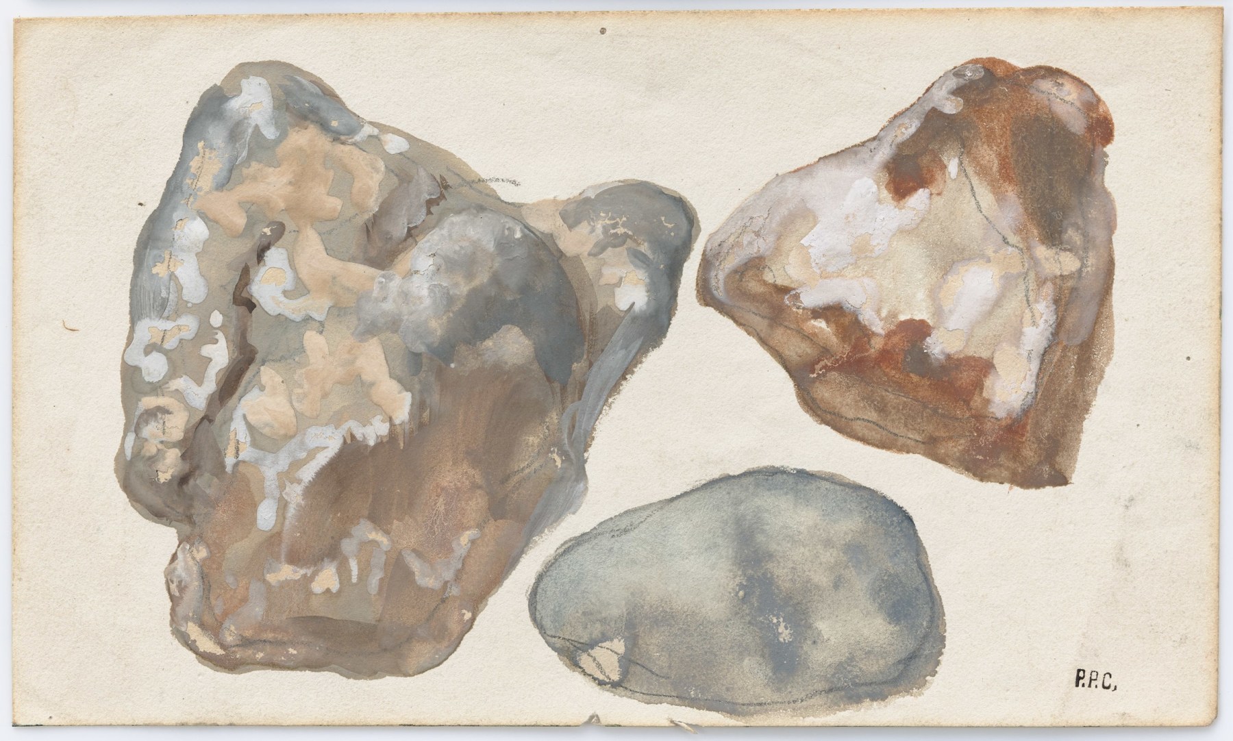 Pierre Puvis de Chavannes
&amp;ldquo;&amp;Eacute;tude de pierres
(Study of Stones)&amp;rdquo;, ca. 1870&amp;ndash;1890
Watercolor, pencil on paper
4 3/4 x 8 inches
12 x 20.5 cm
PCZ 58