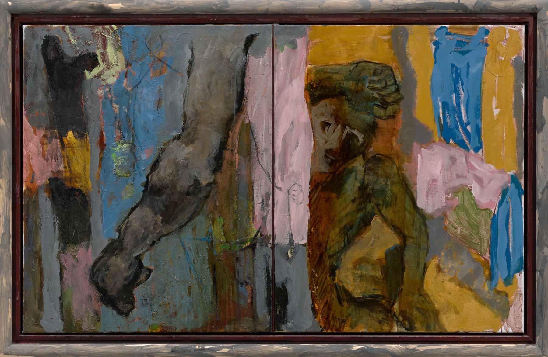 Markus L&amp;uuml;pertz

&amp;ldquo;Student&amp;rdquo;, 2020

Mixed media on canvas in artist&amp;rsquo;s frame
Two parts, overall:

39 1/4 x 64 1/4 inches

100 x 163 cm

ML 2355