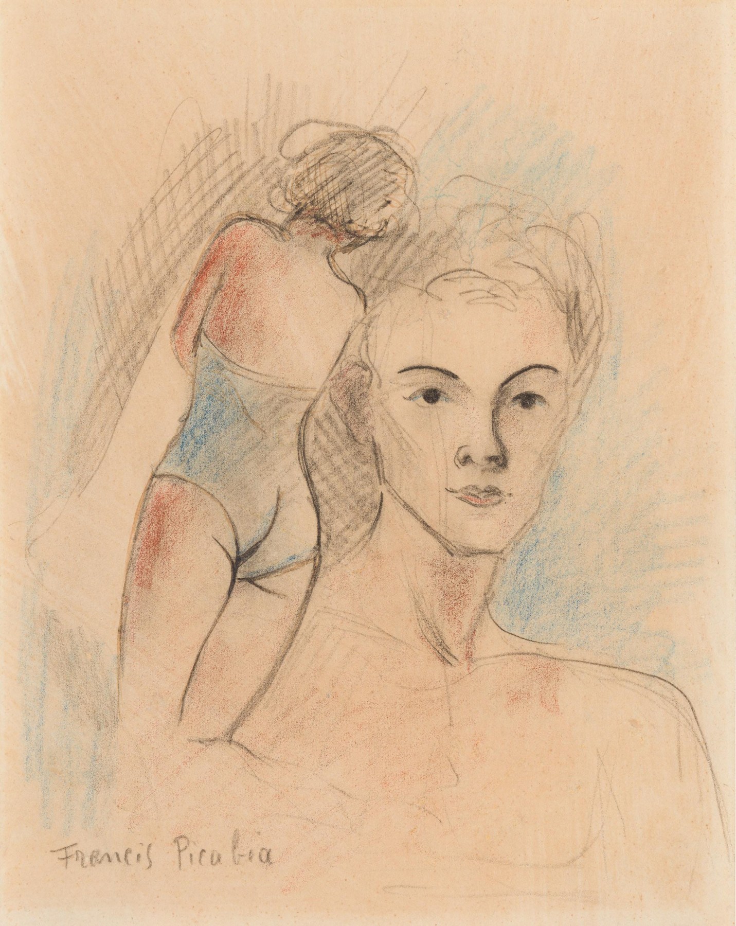 Francis Picabia

&amp;ldquo;Femme nue de dos et portrait&amp;rdquo;, 1940

Pencil, ink, oil crayon on paper

10 1/2 x 8 1/2 inches

26.5 x 21.5 cm

PIZ 13