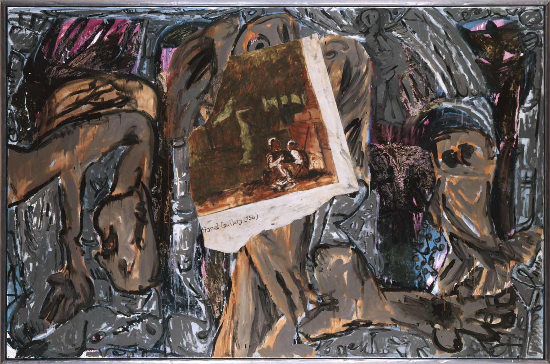 Markus L&amp;uuml;pertz

&amp;ldquo;Poussin &amp;ndash; Mord (Poussin &amp;ndash; Murder)&amp;rdquo;, 1990
Oil on canvas in artist&amp;rsquo;s frame
78 3/4 x 118 inches
200 x 300 cm
ML 908