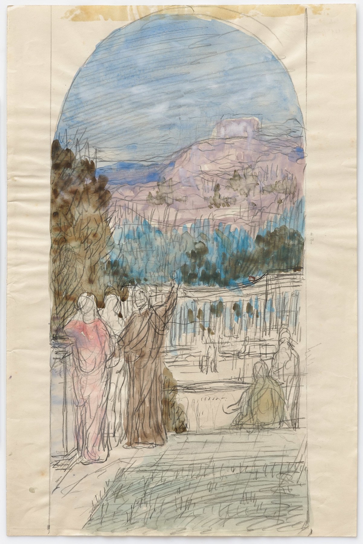 Pierre Puvis de Chavannes

&amp;ldquo;&amp;Eacute;tude pour La Philosophie
(Study for Philosophy)&amp;rdquo;, ca. 1895-1896

Watercolor, pencil on paper

12 1/4 x 8 inches

31 x 20.5 cm

PCZ 46