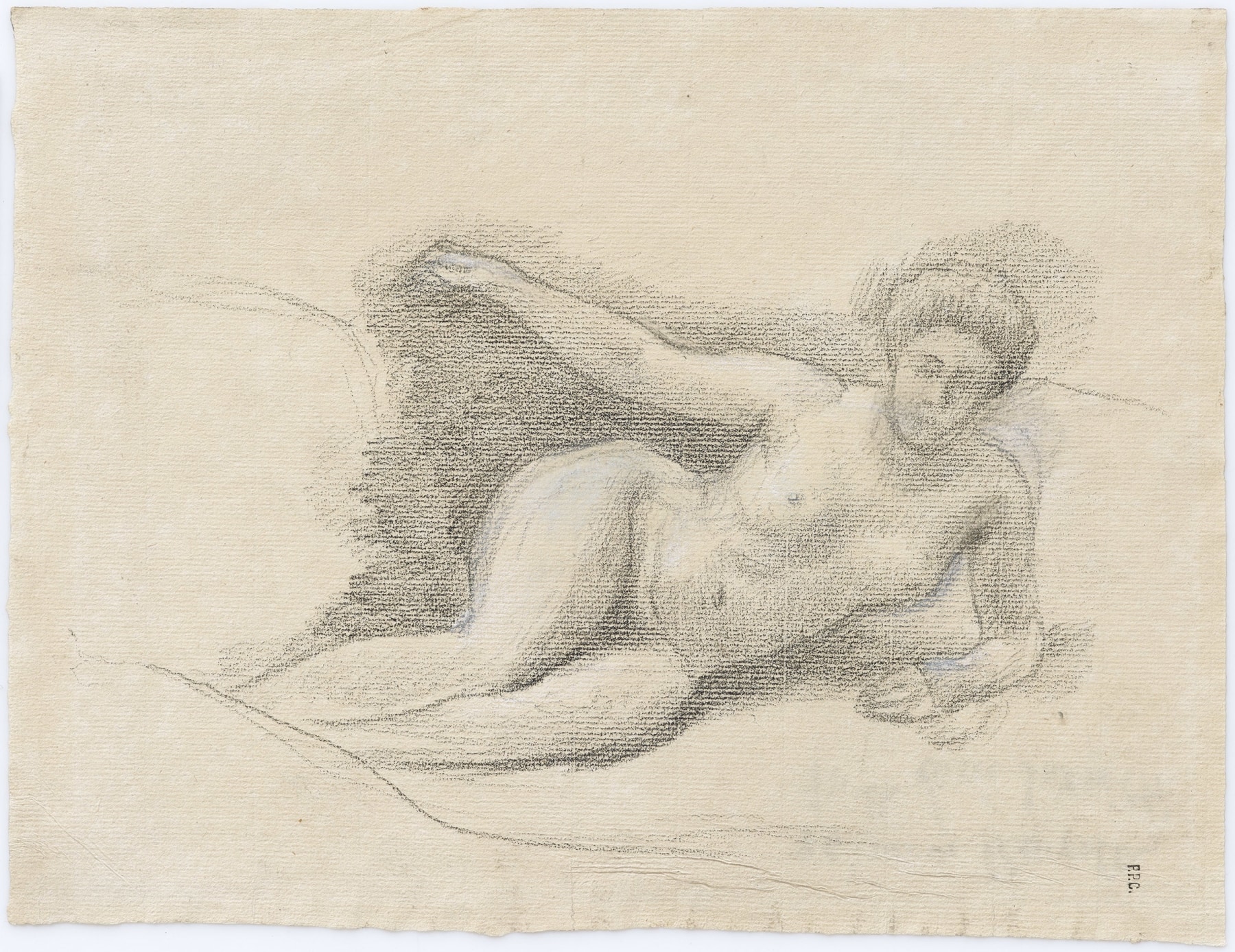 Pierre Puvis de Chavannes
&amp;ldquo;Femme nue allong&amp;eacute;e vue de face
(Nude Woman Laying Down, Front View)&amp;rdquo;, ca. 1863-1864
Pencil on paper
12 1/4 x 9 1/2 inches
31 x 24 cm
PCZ 30