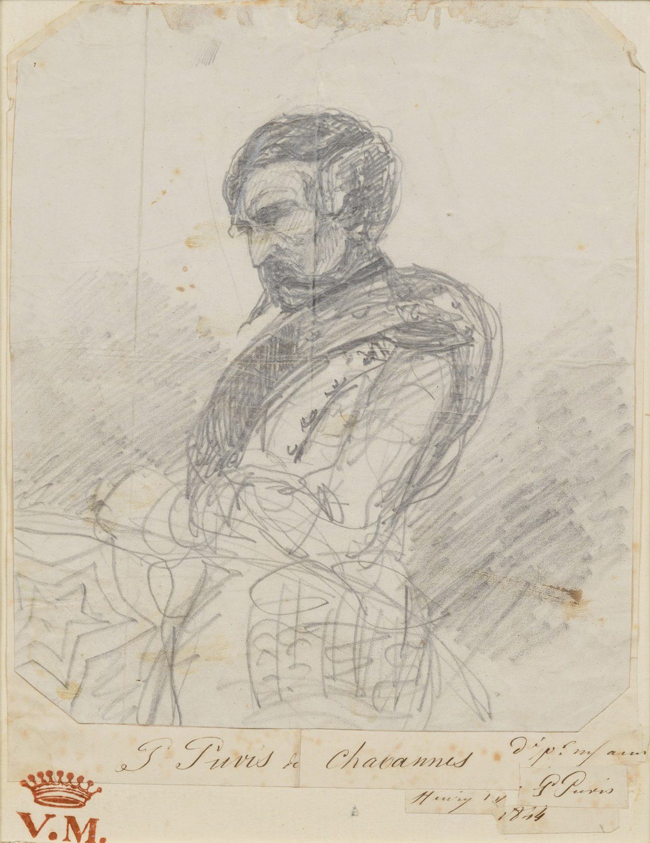 Pierre Puvis de Chavannes
&amp;ldquo;Caricature, portrait d&amp;rsquo;homme
(Caricature, Portrait of a Man)&amp;rdquo;, 1844
Pencil, ink on paper
7 x 6 inches
18 x 15.5 cm
PCZ 93