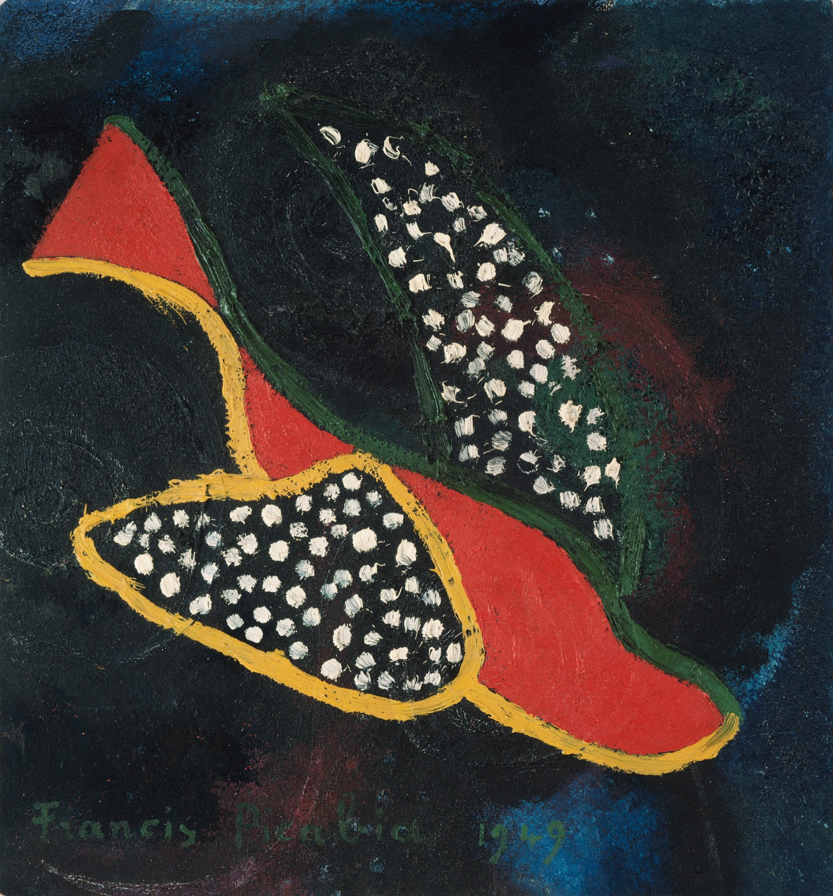 Francis Picabia
&amp;quot;Vol d&amp;#39;oiseau&amp;quot;, 1949
Oil on board
15 3/4 x 14 1/2 inches
40 x 37 cm
PIC 90
