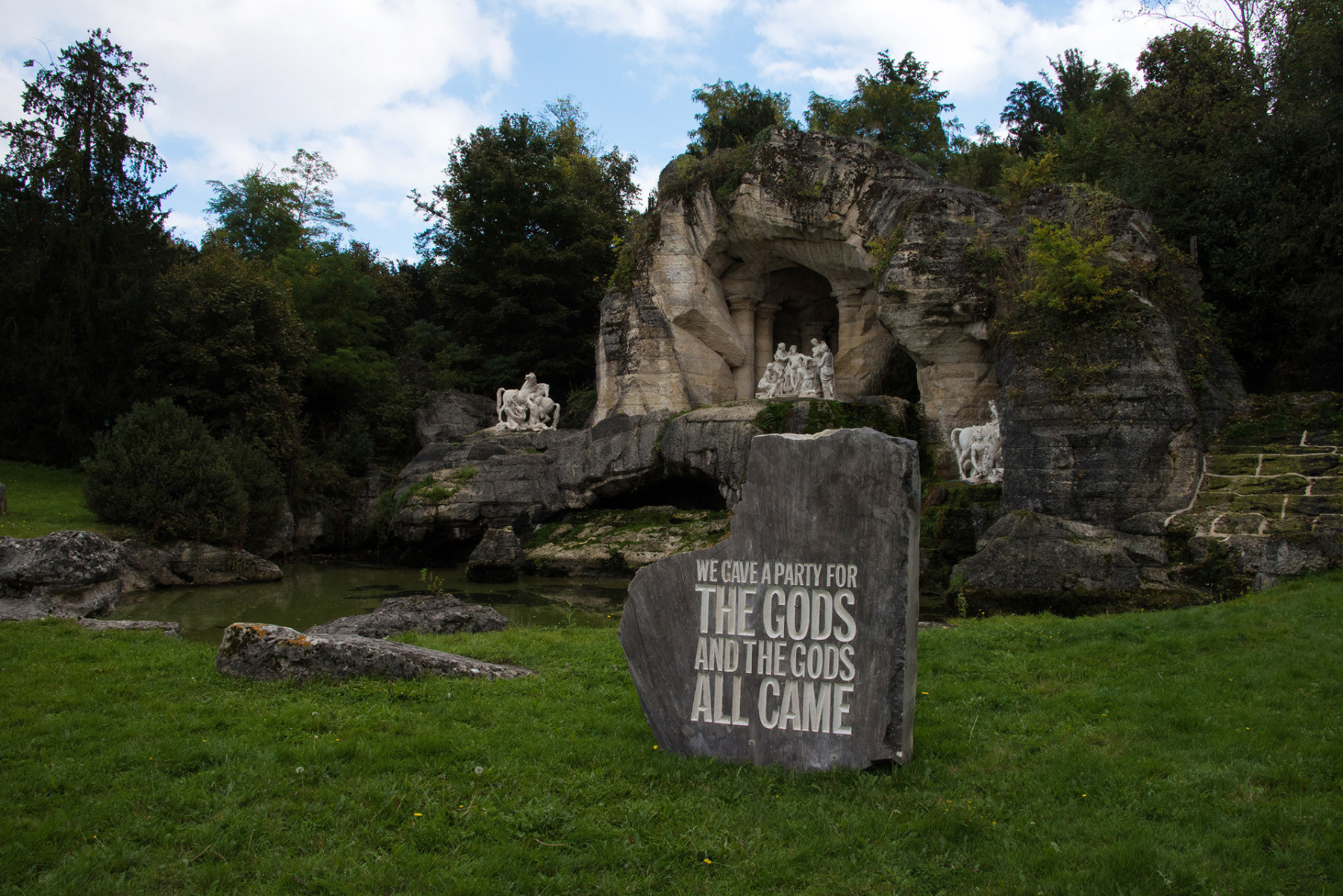 John Giorno&amp;#39;s bluestone poem WE GAVE A PARTY FOR THE GODS AND THE GODS ALL CAME at Chateau des Versailles&amp;nbsp;for Voyage d&amp;#39;hiver: The groves of Versailles,&amp;nbsp;2018