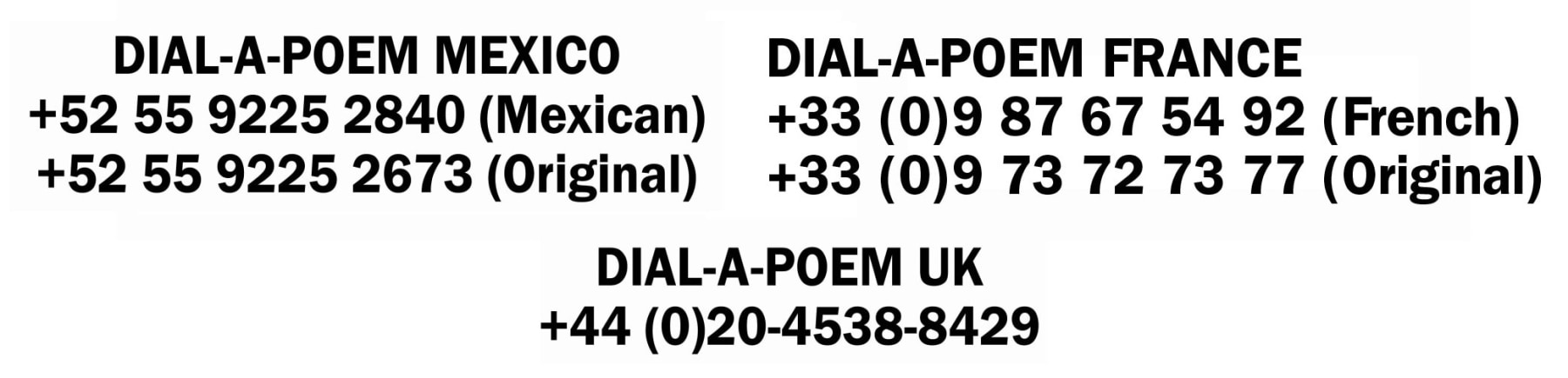 Dial-a-Poem UK +44 (0)20-4538-8429