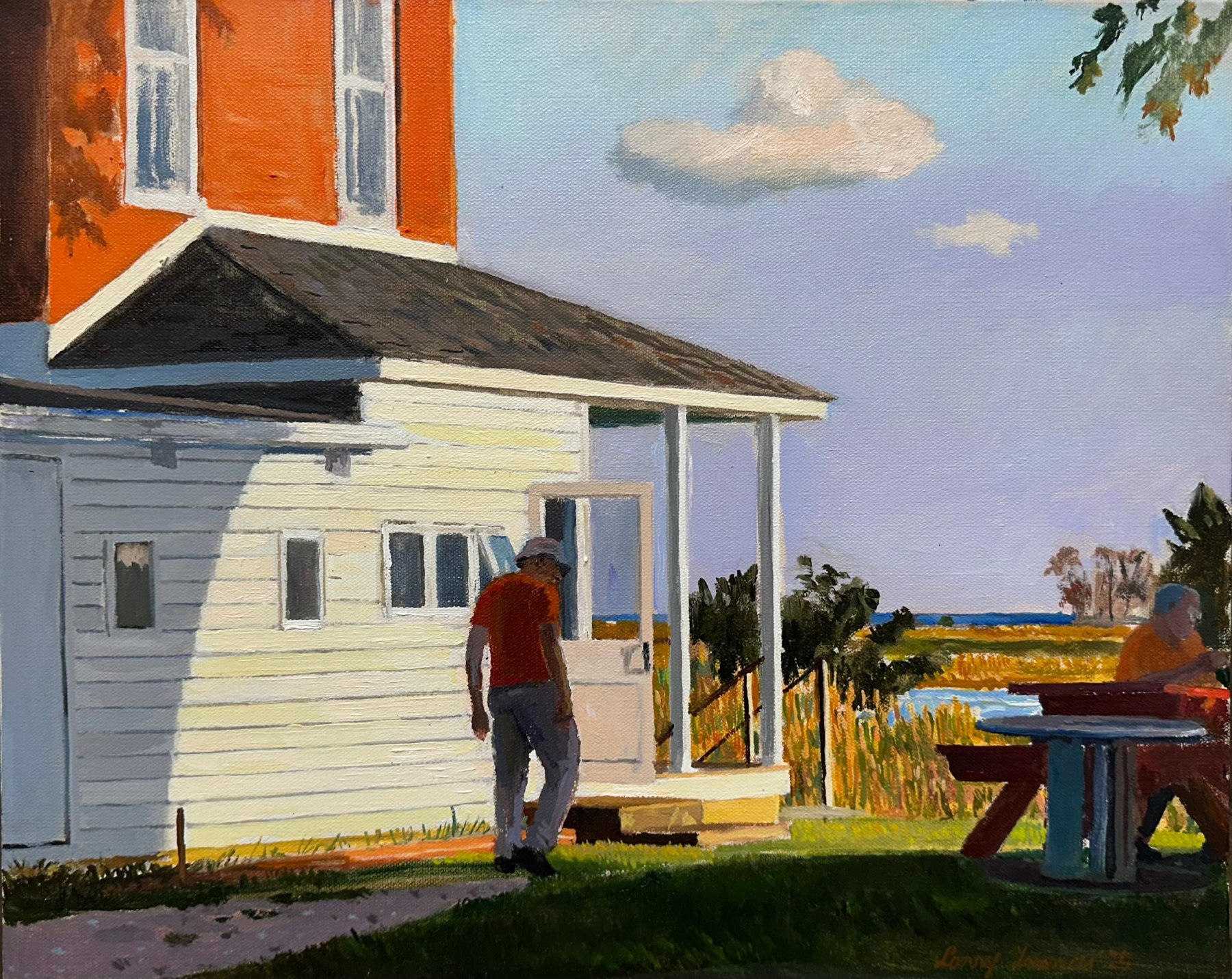 Mike and Tree Shadow, Oil On Canvas, 16&amp;quot; x 20&amp;quot;