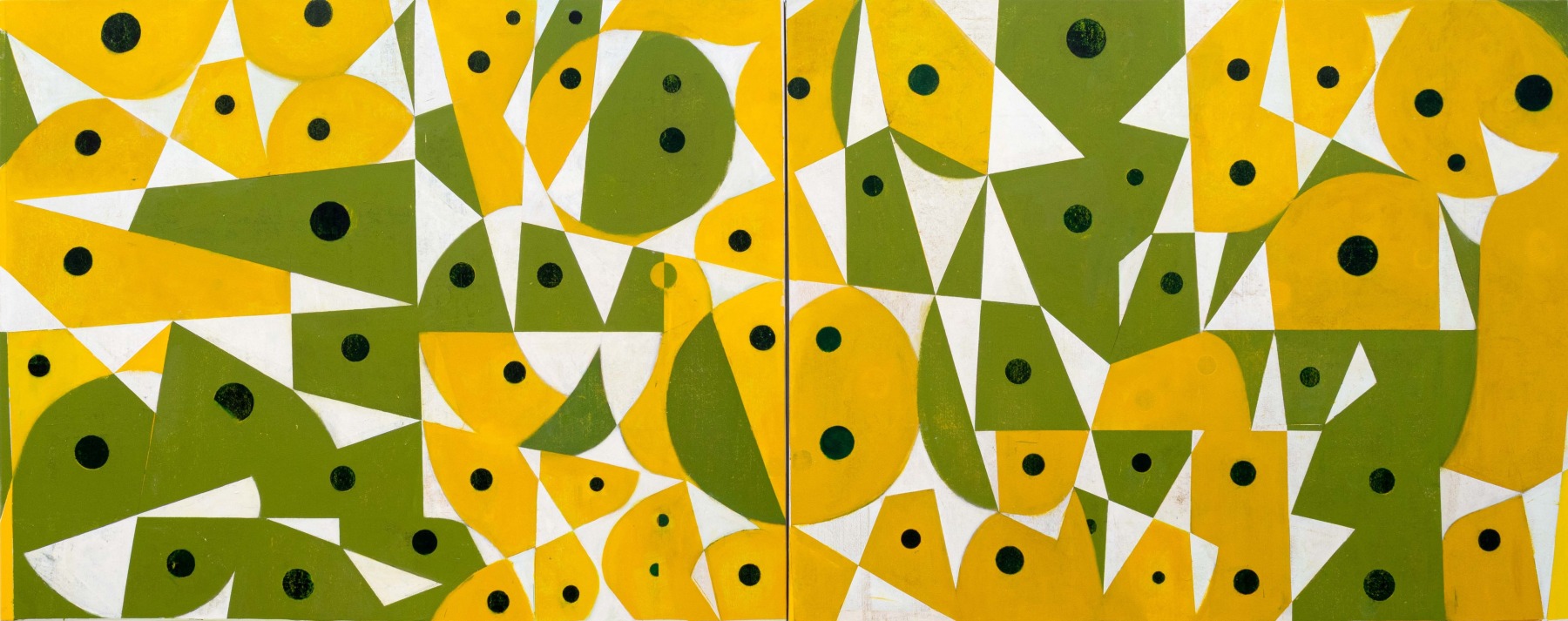 Large Flock, Oil on canvas (Two Panels), 4&amp;#39;7&amp;quot; x 11&amp;#39;8&amp;quot;