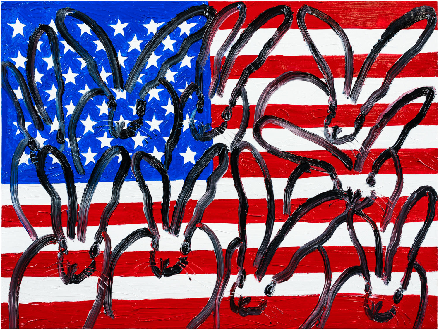 Hunt Slonem,&amp;nbsp;The American Flag, 2023, 30 x 40 in. Oil on canvas