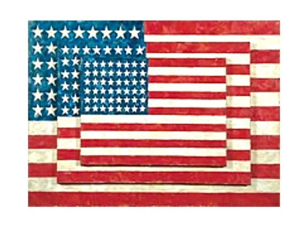 asper Johns, Three Flags, 1958, 31”H X 45”W; Mixed media on canvas, Permanent Collection of The Whitney Museum of American Art