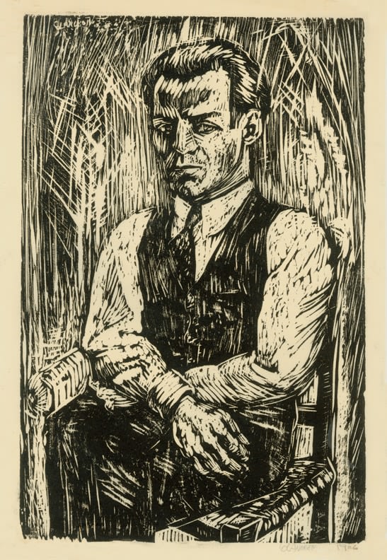 Untitled,&amp;nbsp;RBWWdC 2001, c.1926&amp;nbsp; &amp;quot;Portrait of Mort Glankoff&amp;quot;
​H:&amp;nbsp;14 3/8 x W: 9 7/8 inches
Oil Based Printer&amp;#39;s Ink / Woodcut&amp;nbsp;
on Japanese Paper