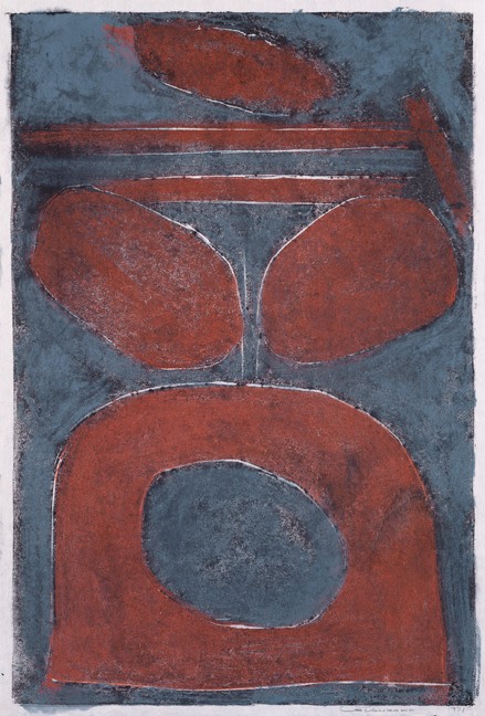 Untitled, PP 1026, c.1971
H: 25 1/8 x 16 3/4 inches
Water Soluble Printer&amp;rsquo;s Ink and Casein
​​​​​​​on Handmade Japanese Paper
