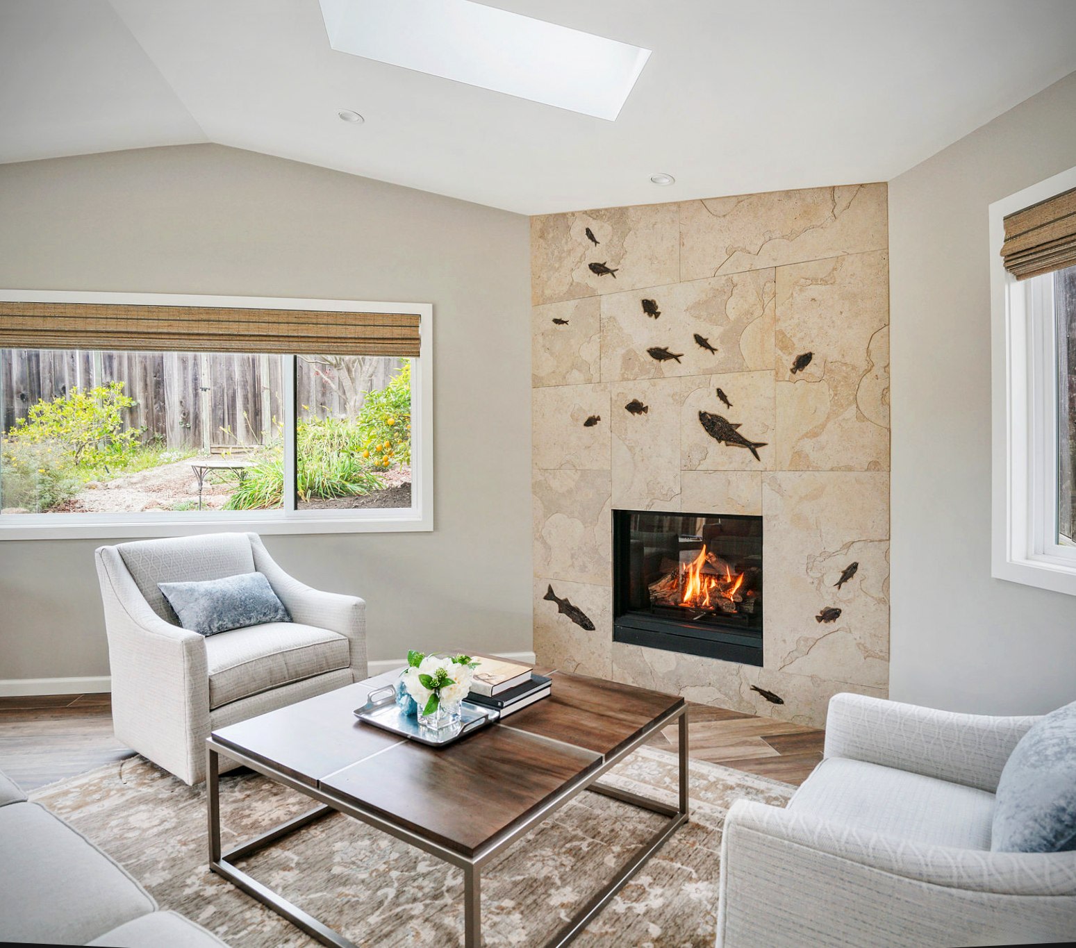 Fossil Stone Fireplace -  - Custom Interiors - Natural Fossil Art and Design