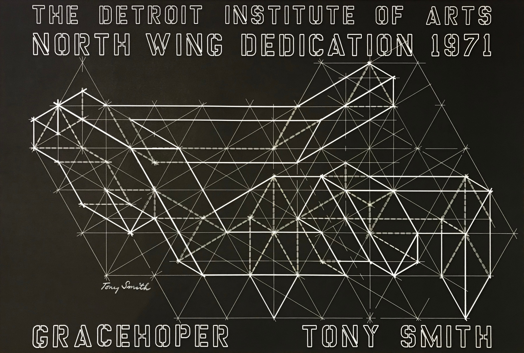 Poster (1972): Inauguration of&amp;nbsp;Gracehoper&amp;nbsp;(1962)
Designed by Tony Smith
Detroit Institute of Arts, Michigan