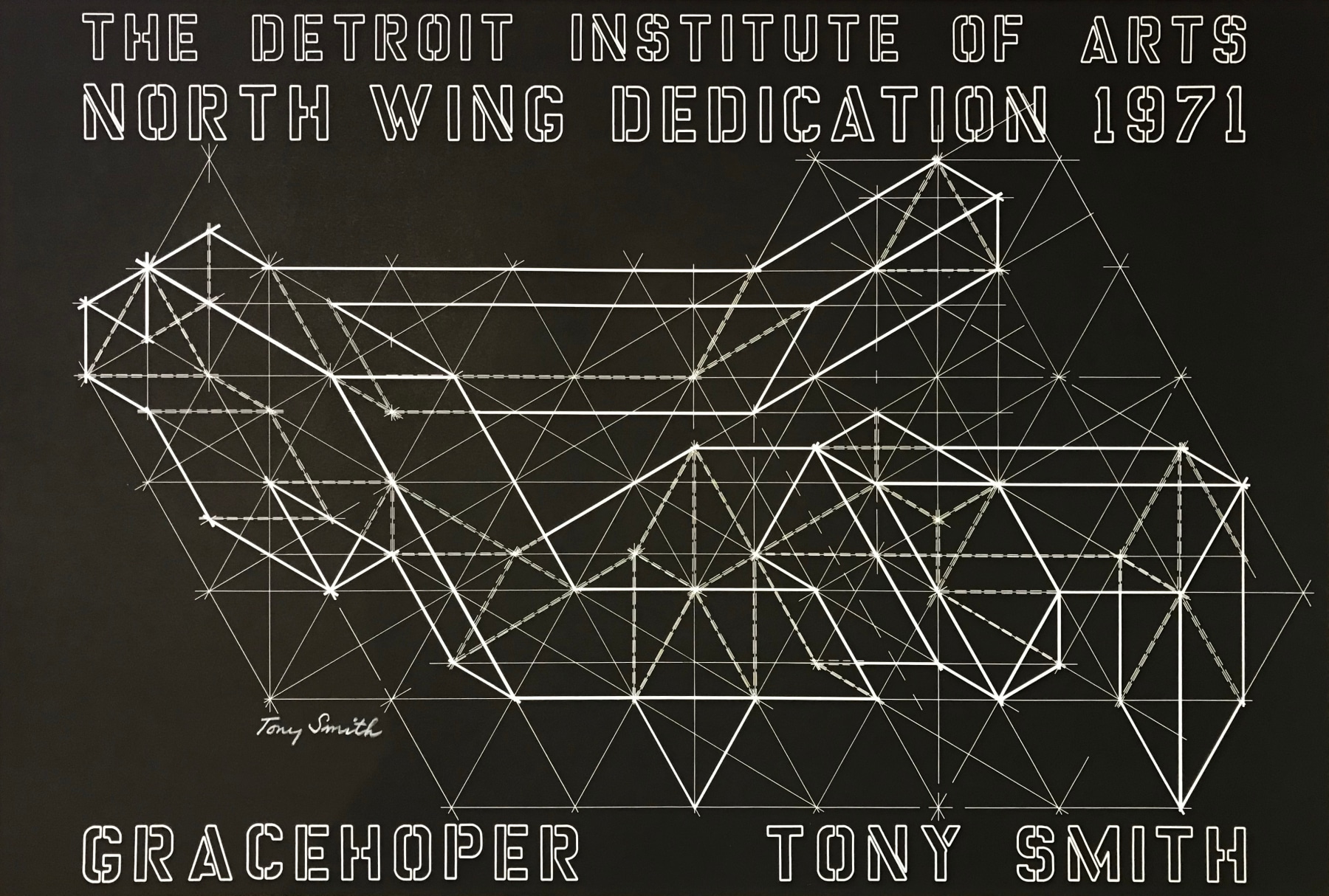 Poster (1972): Inauguration of&amp;nbsp;Gracehoper&amp;nbsp;(1962)
Designed by Tony Smith
Detroit Institute of Arts, Michigan