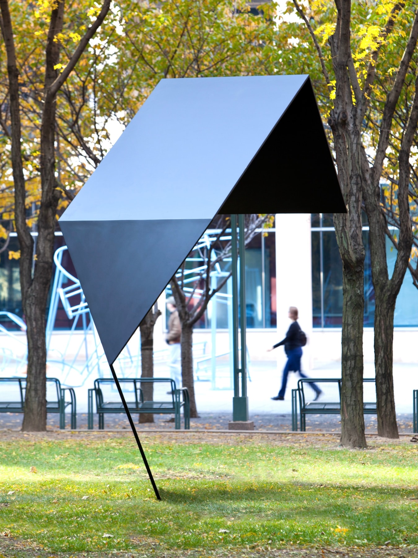 Erin Shirreff, Sculpture for Snow, 2011, painted aluminum, 11 3/8 x 4 1/2 x 9 1/2 feet, in&amp;nbsp;A Promise Is a Cloud, MetroTech Center, Brooklyn, November 5, 2011&amp;ndash;September 14, 2012, presenetd by the Public Art Fund. Photo credit (this image and the follwoing three): James Ewing, Courtesy Public Art Fund.&amp;nbsp;