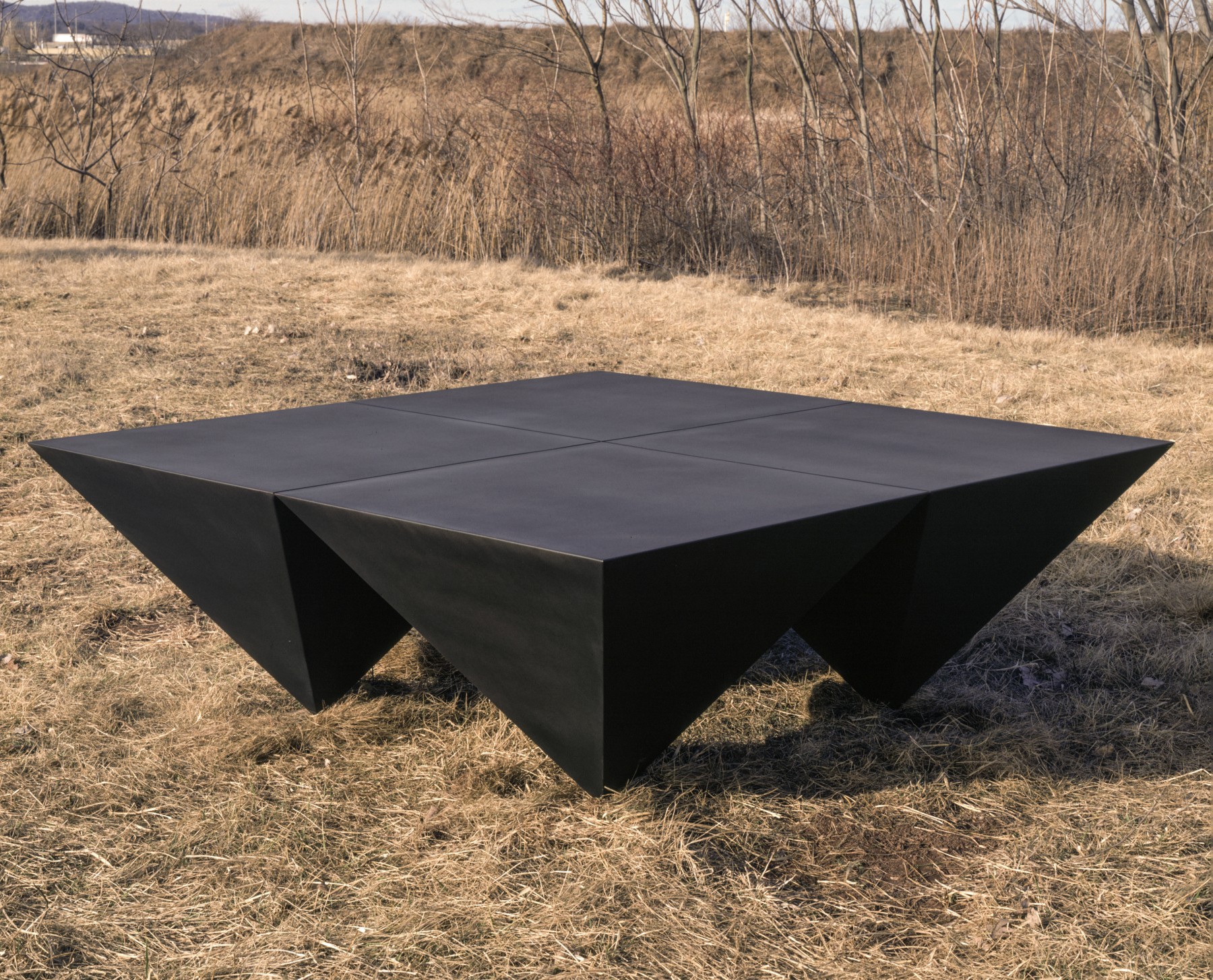 Welded bronze, black patina
28 in. x 6 ft. 8 in. x 6 ft. 8 in.&amp;nbsp;(71.1 &amp;times; 203.2 &amp;times; 203.2 cm), edition 2/6
Yale University Art Gallery, New Haven, CT
Dedication: Prithwish Neogy