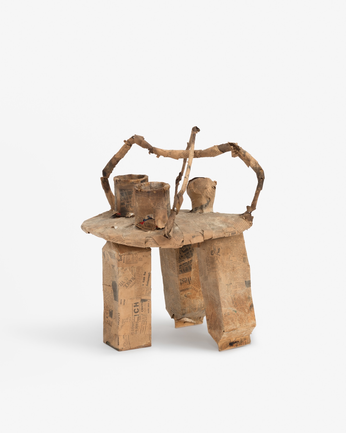 Milk cartons, metal cans, newspaper, and wire, 18 &amp;times; 13 &amp;times; 14 in. (45.7 &amp;times; 33 &amp;times; 35.6 cm)