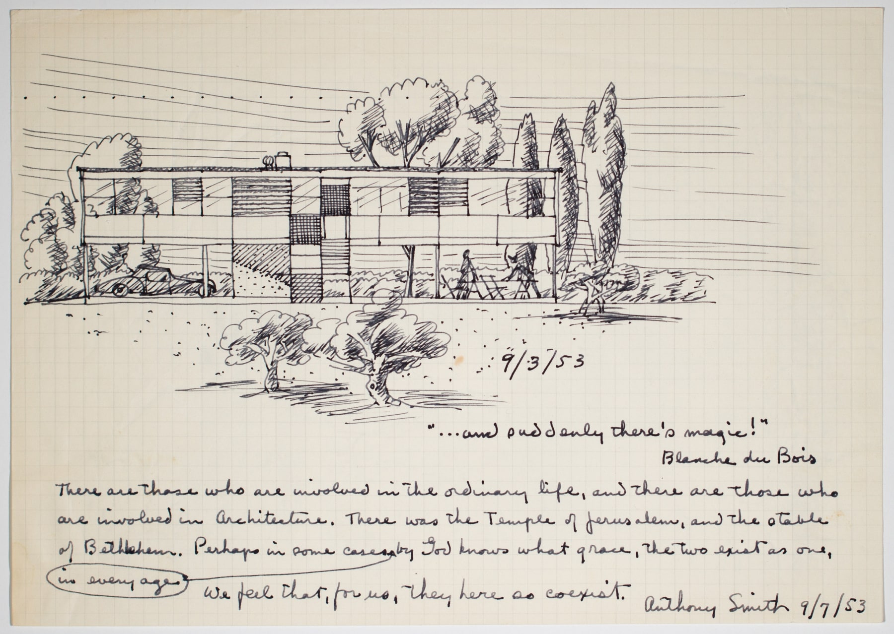 Rendering, ink on gridded paper
8 1/4 &amp;times; 11 5/8 in. (21 &amp;times; 29.5 cm)