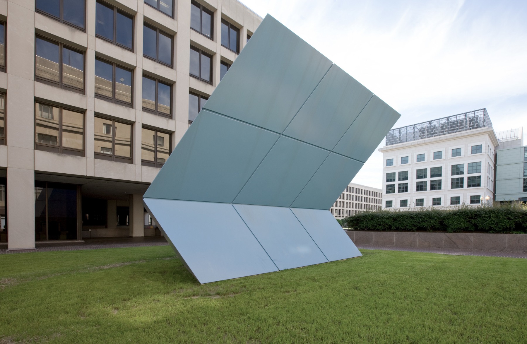 Steel, painted blue
20 ft. 93&amp;frasl;8&amp;nbsp;in. &amp;times; 33 ft. 6 in. &amp;times; 16 ft. (6.33 &amp;times; 10.21 &amp;times; 4.88 m), unique
General Services Administration Building, Washington, DC