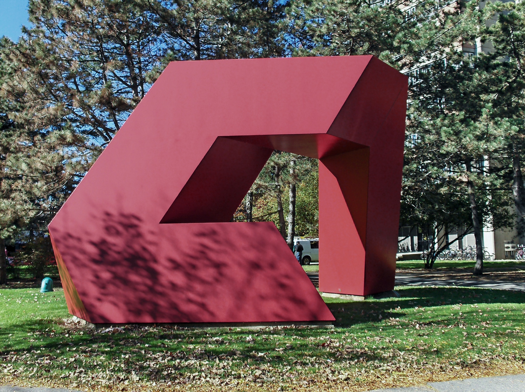 Steel, painted red
17 ft. &amp;times; 31 ft. 2 in. &amp;times; 18 ft. (518.2 &amp;times; 950 &amp;times; 548.6 cm), unique
MIT List Visual Arts Center, Cambridge, MA


&amp;nbsp;