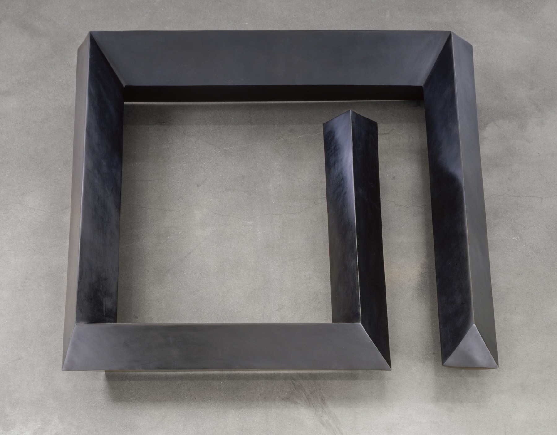 Cast bronze, black patina
10 &amp;times; 55 &amp;times; 55 in. (25.4 &amp;times; 139.7 &amp;times; 139.7 cm), edition 6/9
Tony Smith Foundation