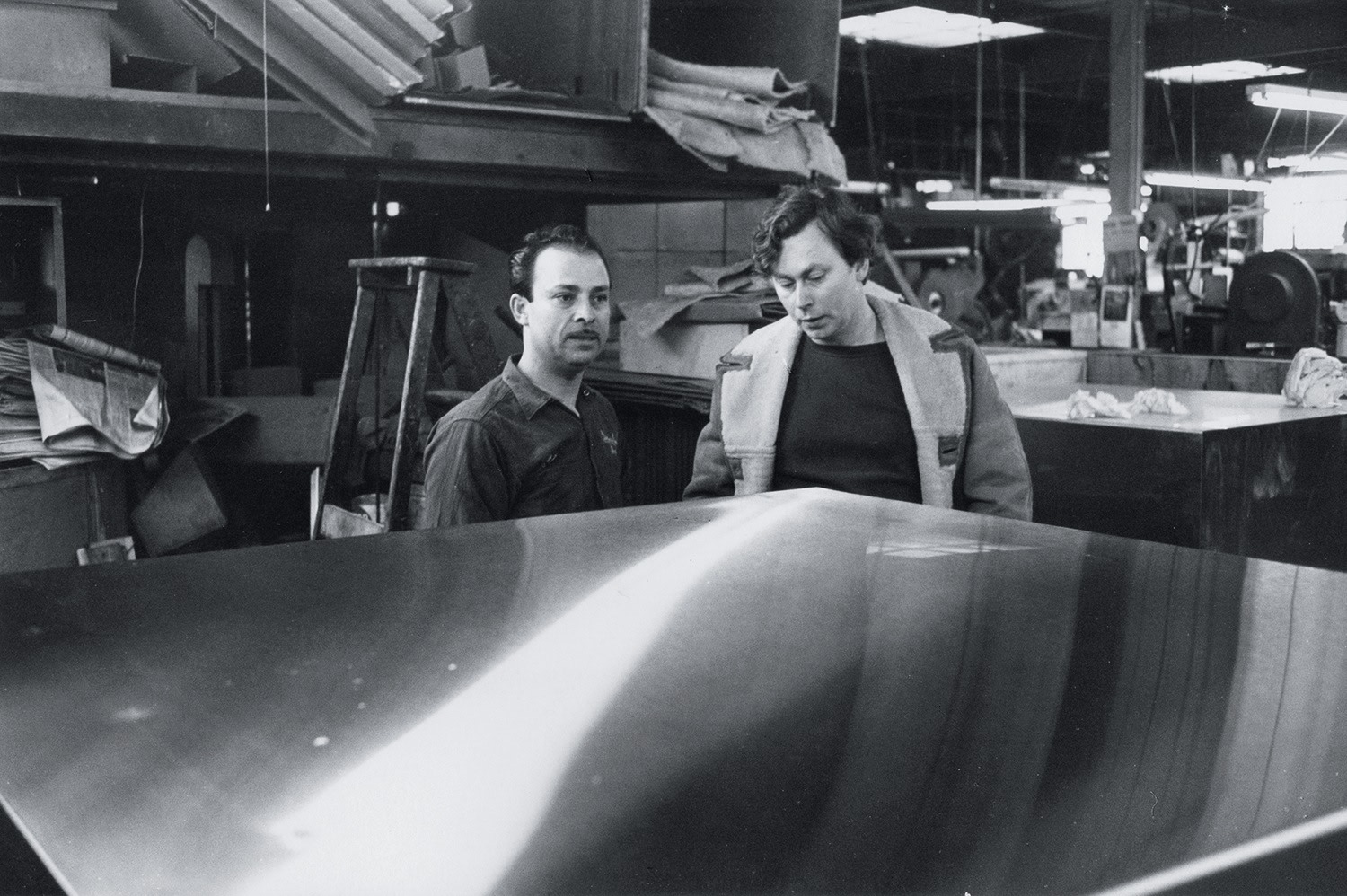 Jos&amp;eacute; Otero and Donald Judd at Bernstein Brothers, Inc., New York, 1968.

Photo &amp;copy;&amp;nbsp;Elizabeth C. Baker /&amp;nbsp;Donald Judd Art &amp;copy; Judd Foundation / Artists Rights Society (ARS), New York.