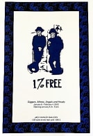 Poster of two men leaning on building, reading 1% Free