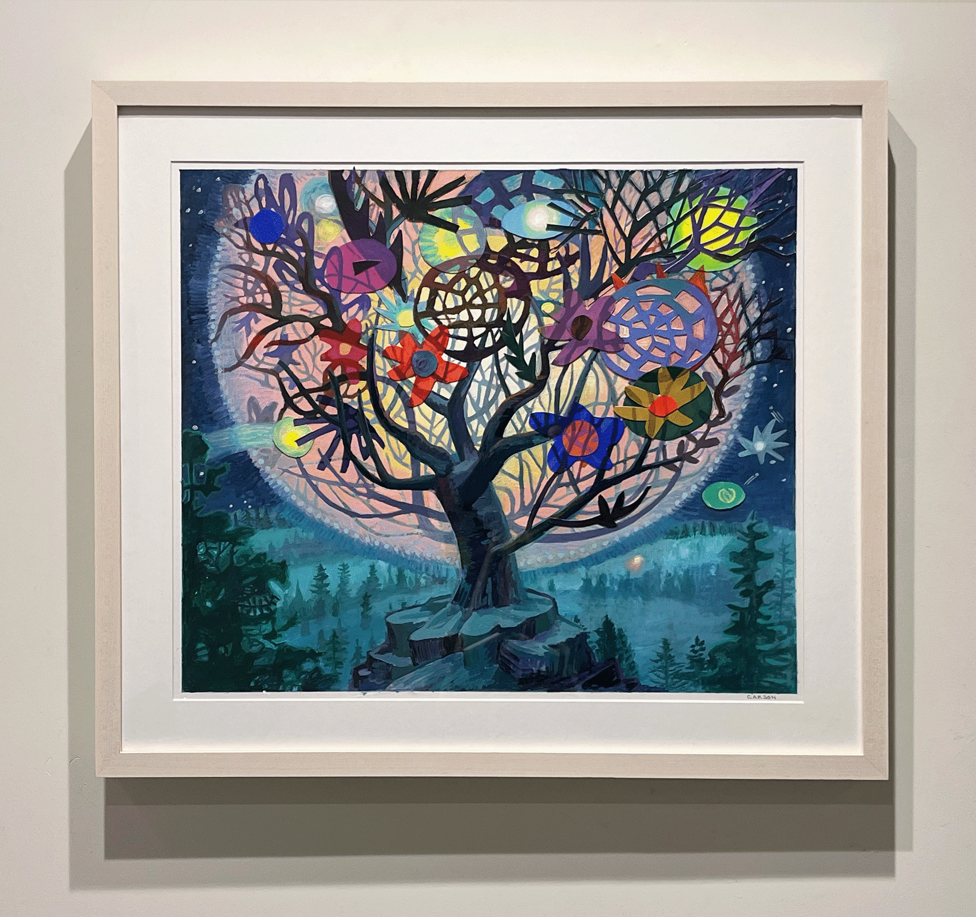 Wonder World, 2022, acrylic and collage on museum board, 18 x 21 in.